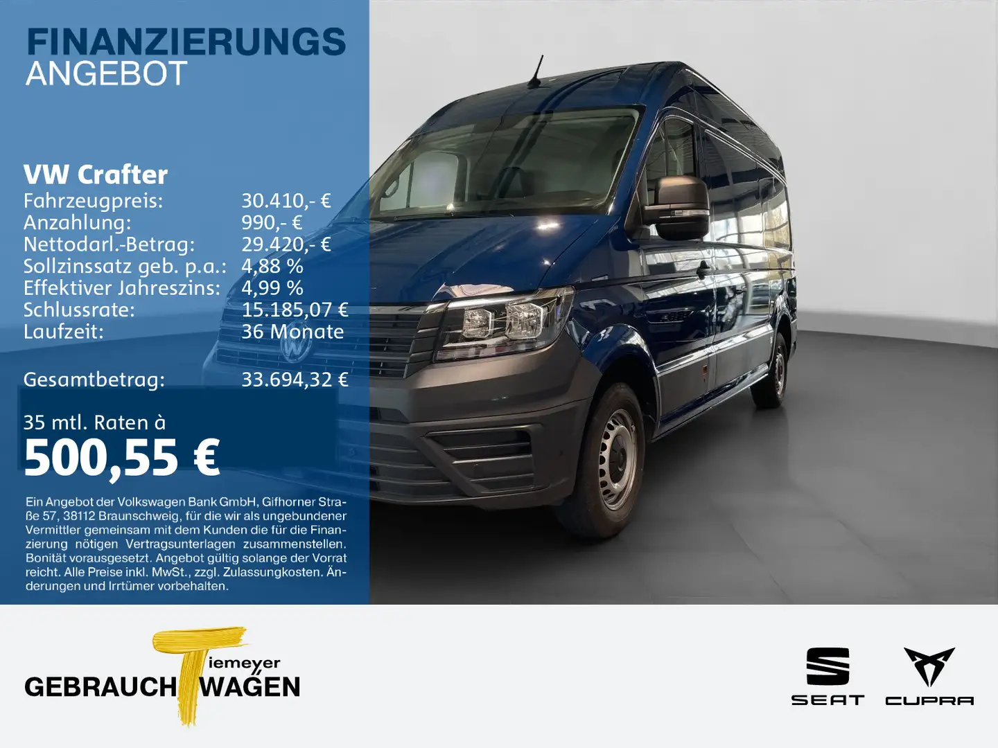 Volkswagen Crafter 35 Kasten AUTOMATIK HD NAVI KAMERA Blau - 1