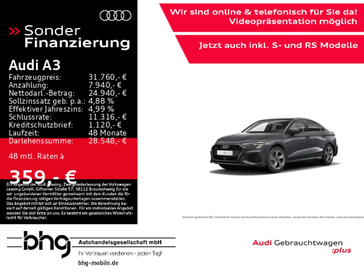 Audi A3 40 TDI Limousine quattro S tronic S line Grigio - 1