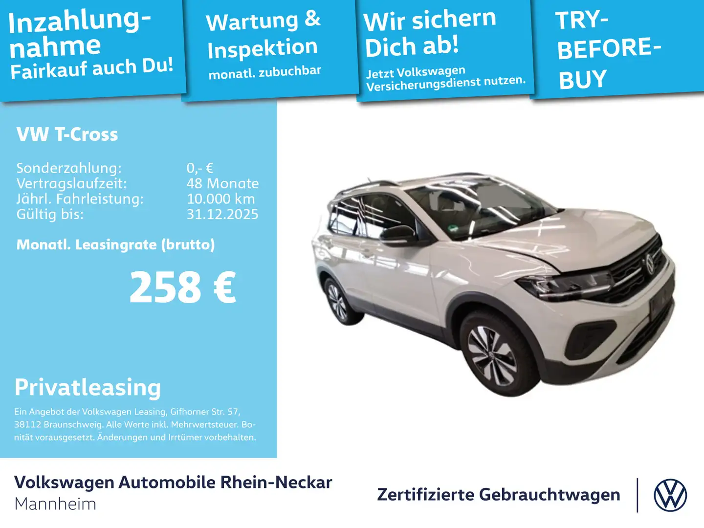 Volkswagen T-Cross 1.0 TSI GOAL DSG GAR 2030 Kamera PDC LED Grau - 1