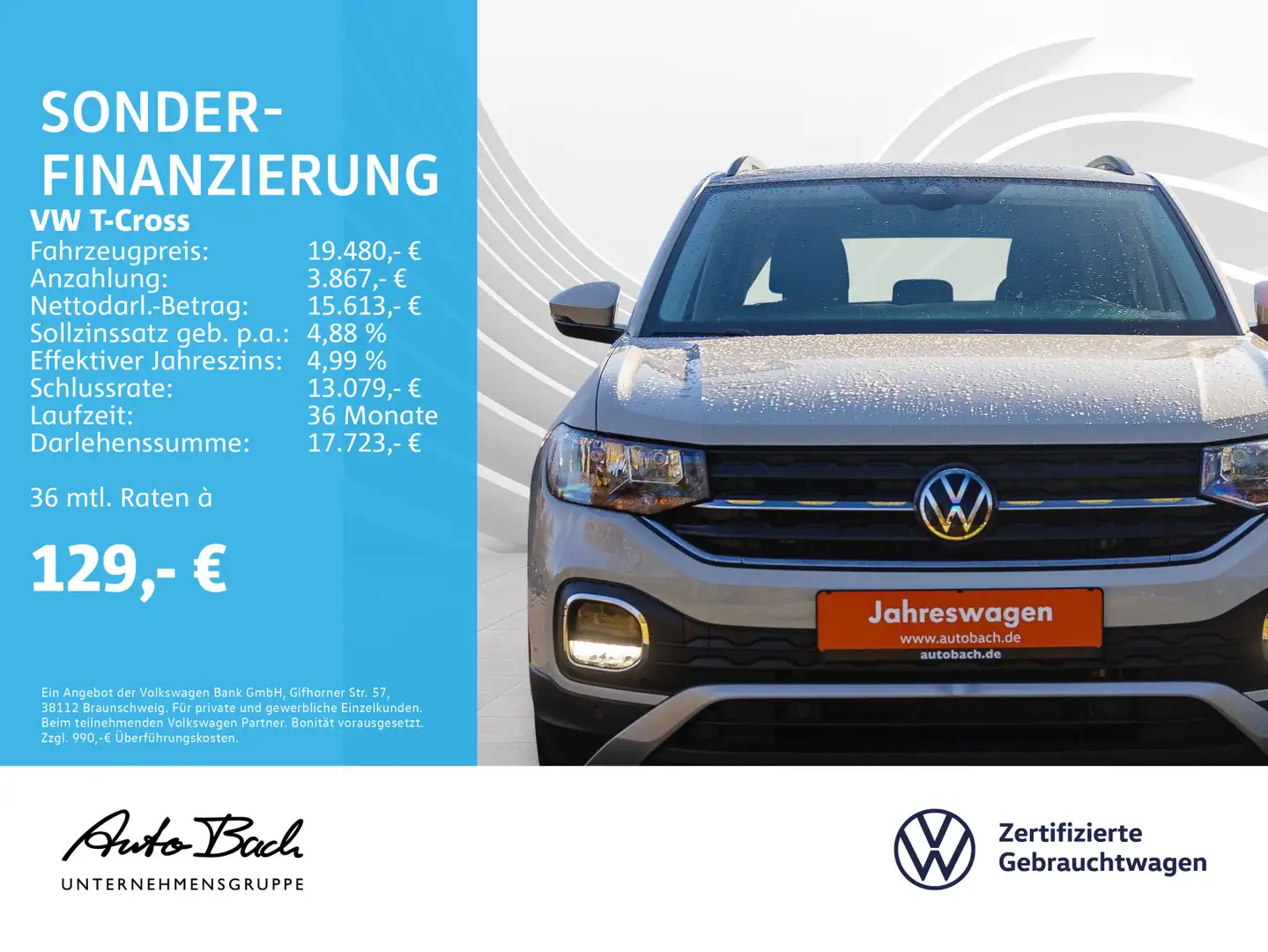 Volkswagen T-Cross MOVE 1.0 TSI OPF Navi EPH Climatronic Grau - 2