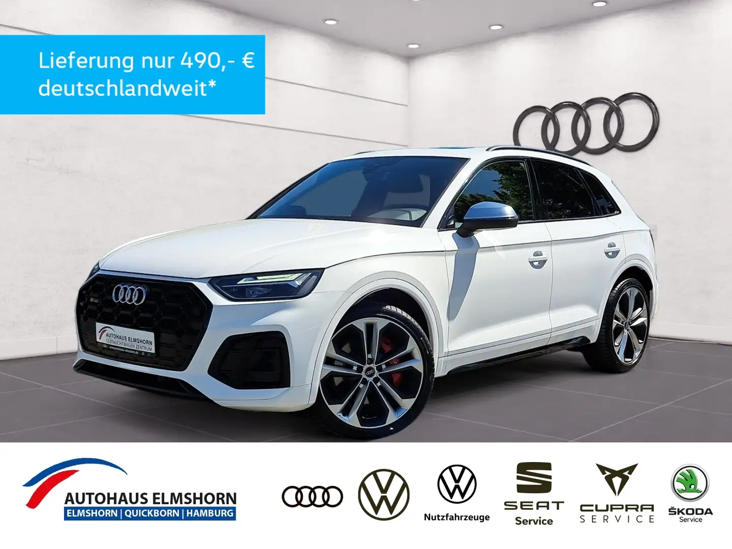 Audi SQ5 TDI quattro tiptr. PANO AHK AIR APP MEMORY KAM AC Weiß - 1
