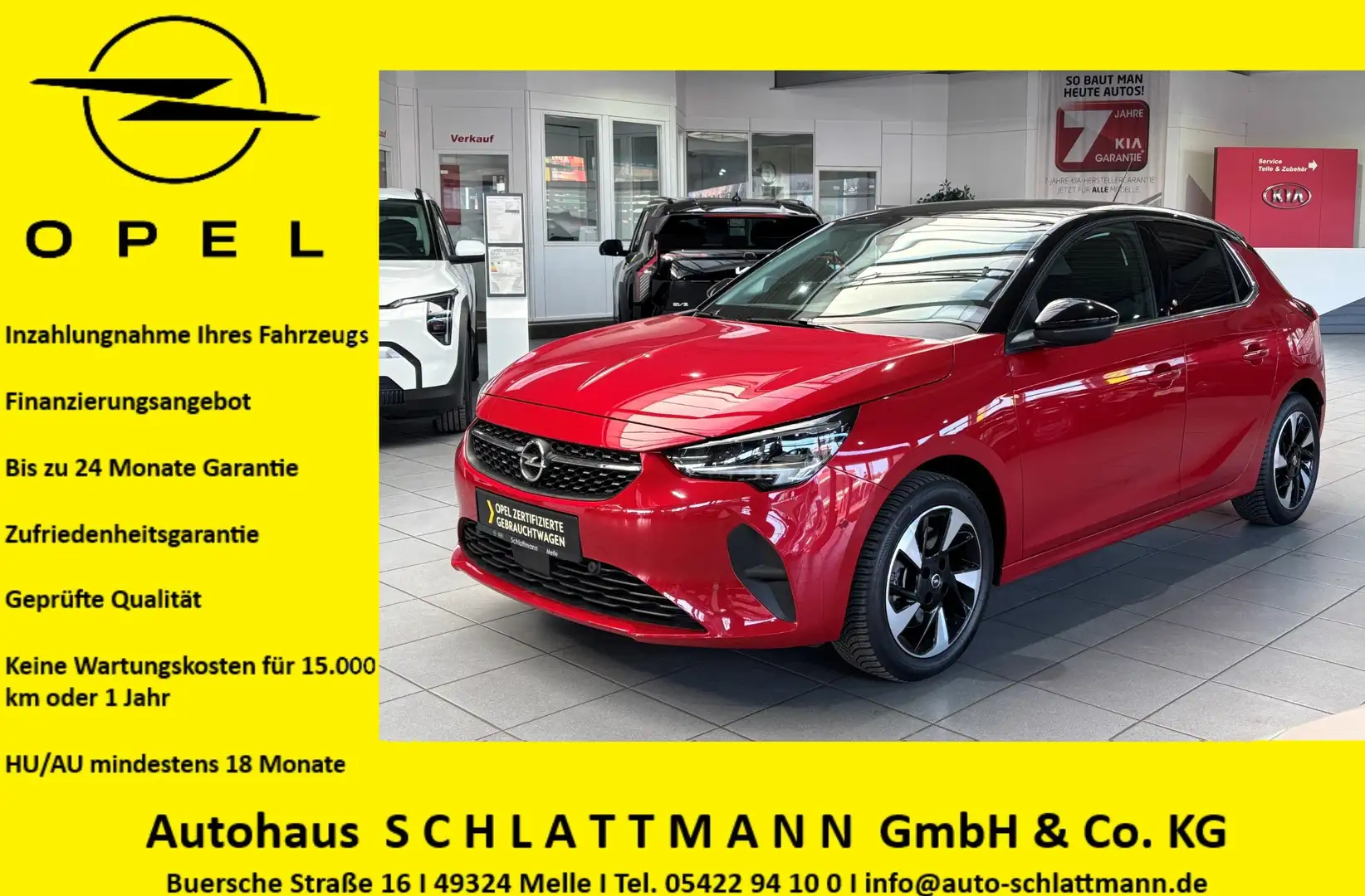 Opel Corsa-e "Elegance" 50-kWh 11kW-OBC *Navi*RFK*SHZ*LHZ* Rot - 1
