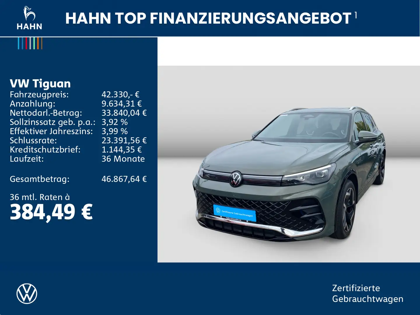 Volkswagen Tiguan 1.5eTSI DSG R-Line LED AHK Navi 360° Pano Grün - 2