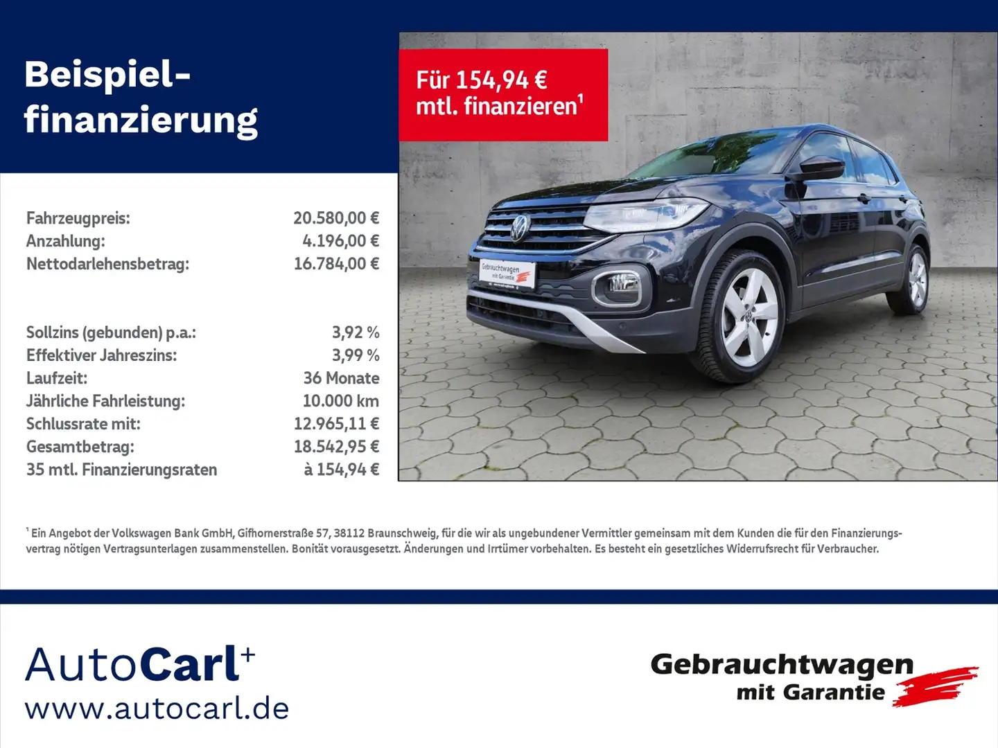Volkswagen T-Cross Style 1.0 TSI DSG IQ-DRIVE/SHZ/Park KLIMA LED ALU Noir - 1
