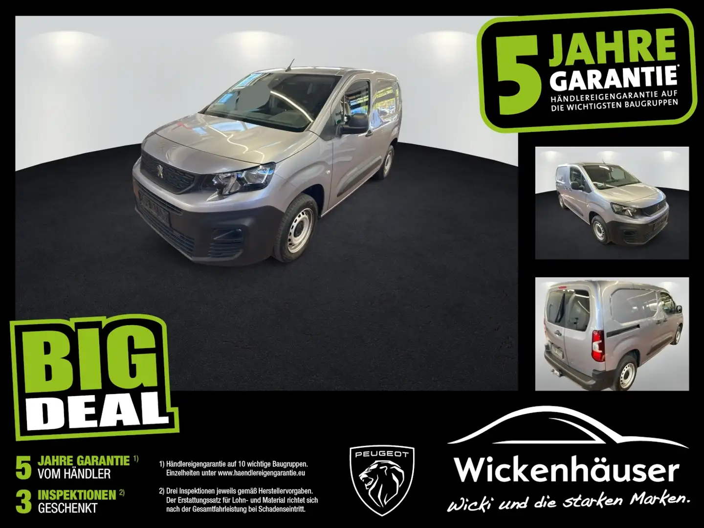 Peugeot Partner 1.5 BlueHDi L1 Premium AHK Navi PDC Klima Silber - 1