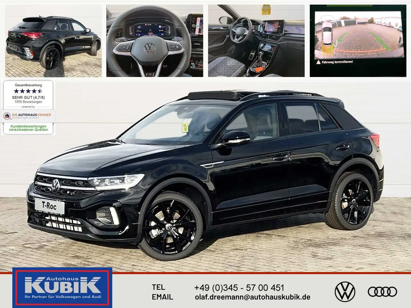 Volkswagen T-Roc T-Roc 1.5 TSI R-Line Black Style DSG+Panorama+AHZV Schwarz - 1