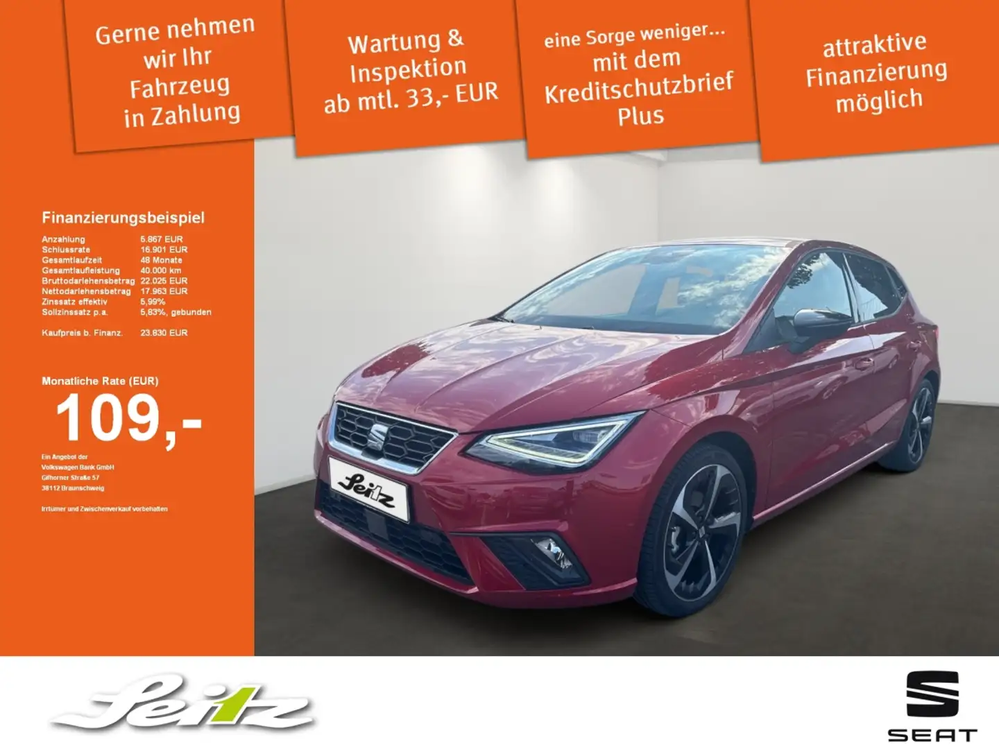 SEAT Ibiza 1.0 TSI FR *BEATS*NAVI*KAMERA*SITZH* Rot - 1