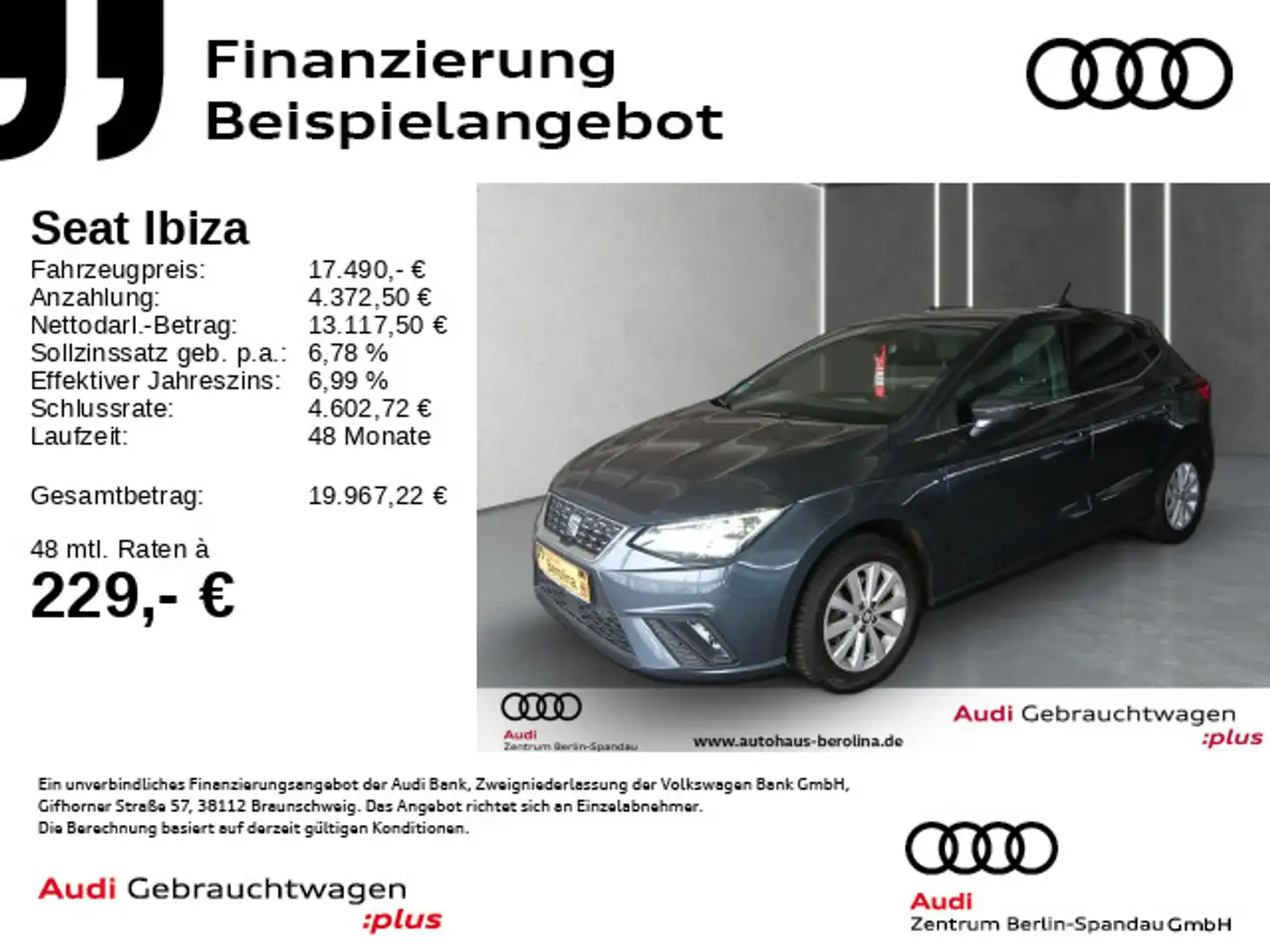 SEAT Ibiza 1.0 TSI Xcellence DSG *NAV*LED*Vision+* Grau - 1