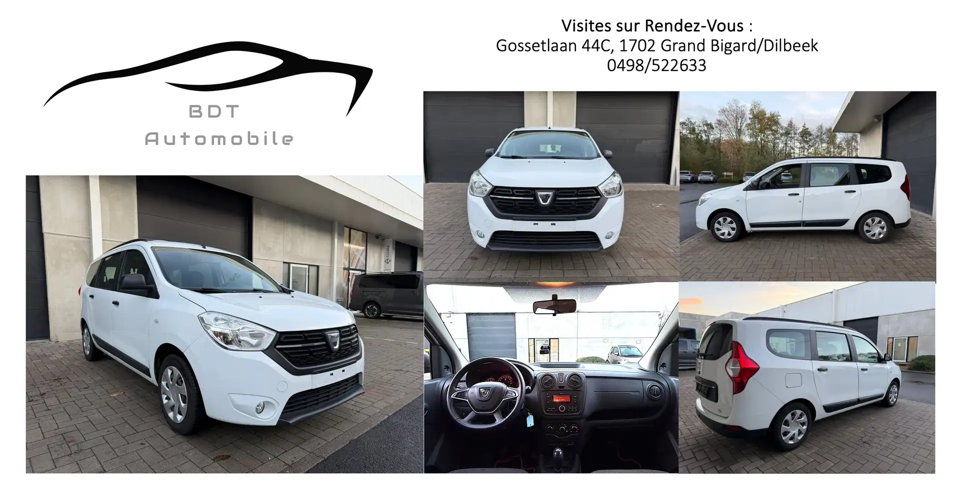 Dacia Lodgy 1.6i 7places 1er prop Airco Bluethoot Park Assist Weiß - 1