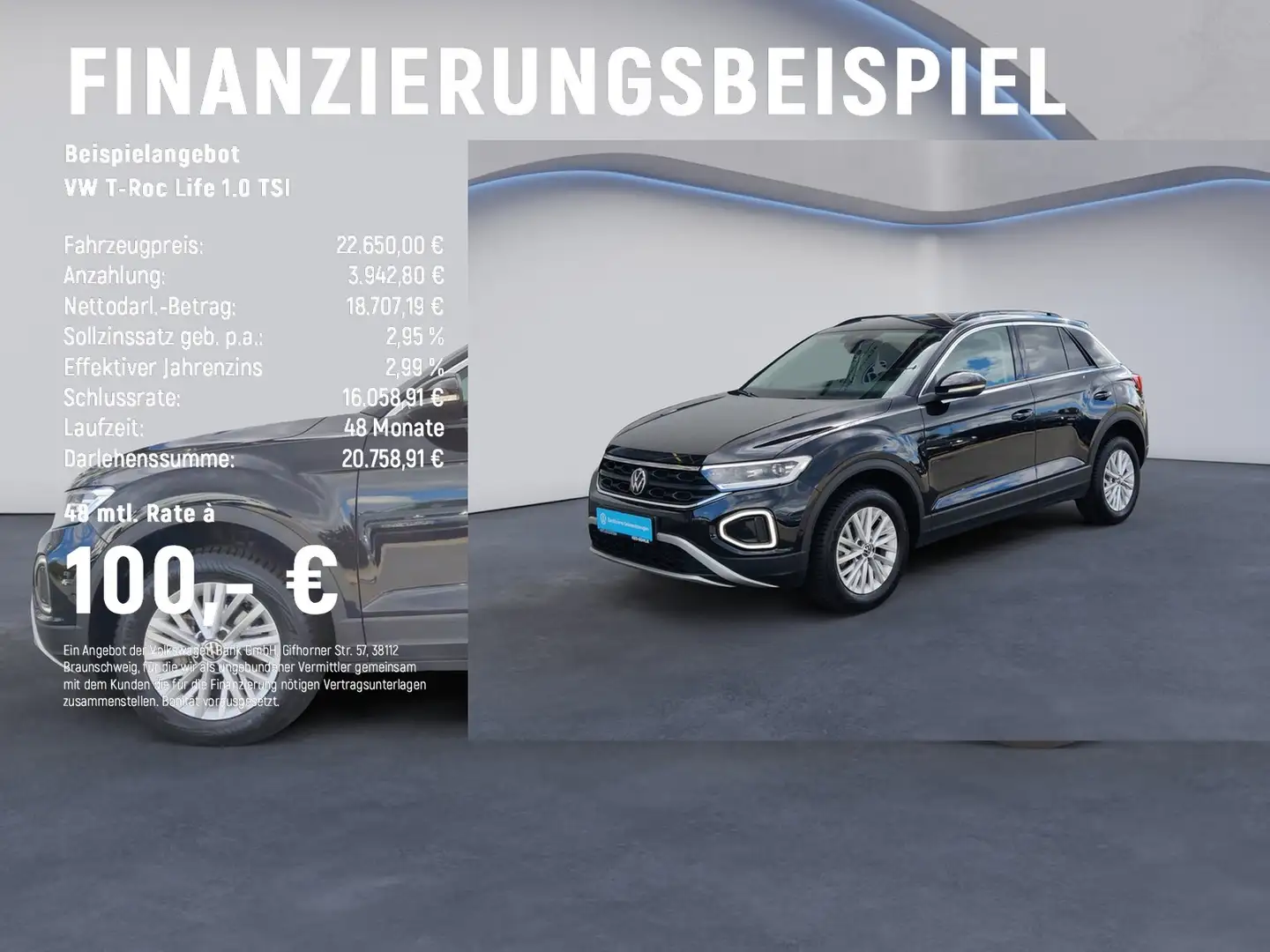 Volkswagen T-Roc Life 1.0 TSI LED+App-Connect+PDC Noir - 2