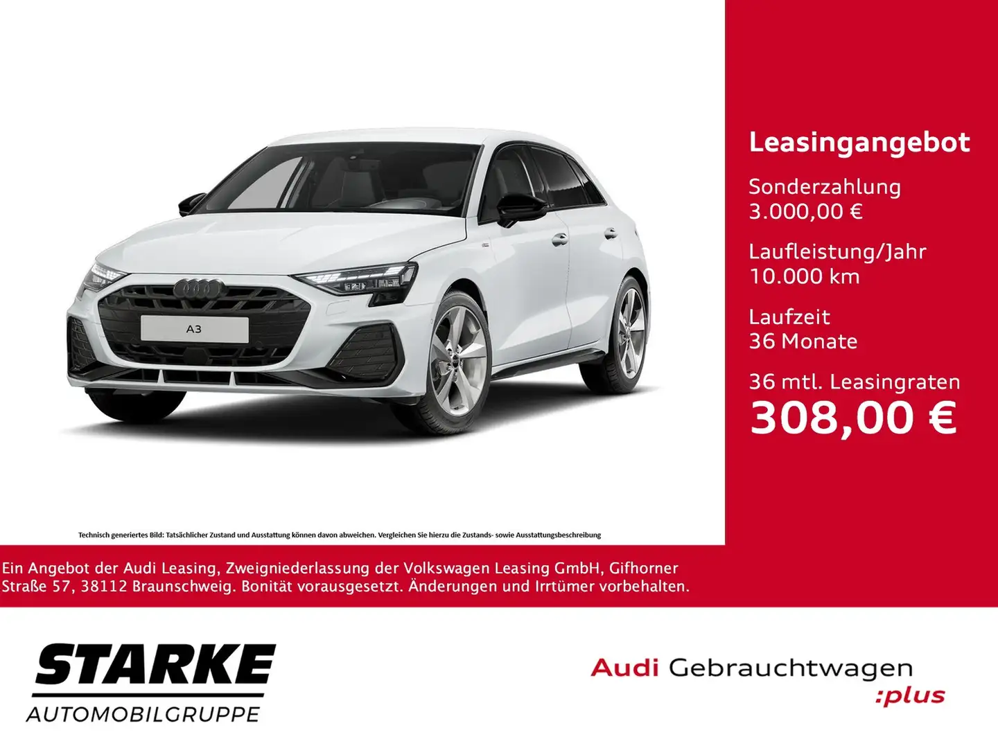 Audi A3 Sportback 30 TFSI S tronic S line Blanc - 1