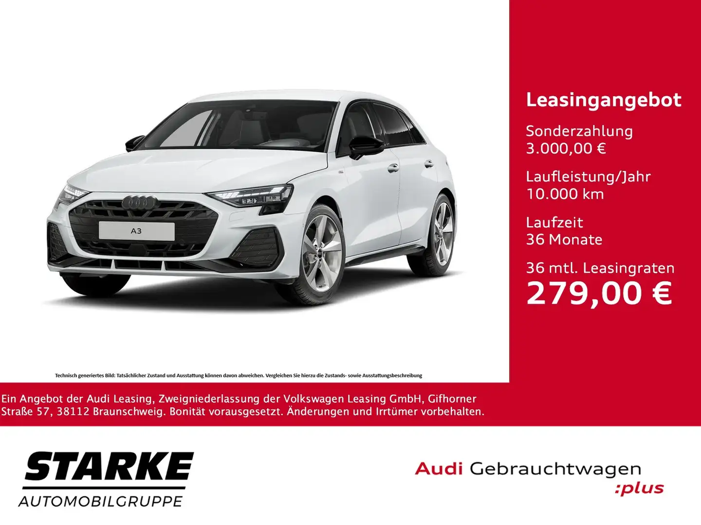 Audi A3 Sportback 30 TFSI S tronic S line Blanc - 1