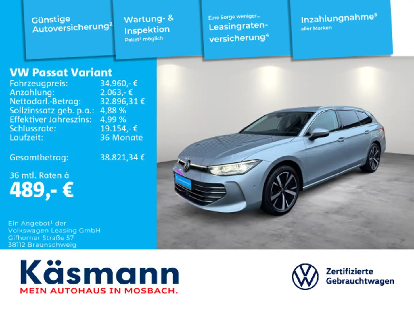 Volkswagen Passat Variant Business 1.5 eTSI AHK MATRIX Silber - 1