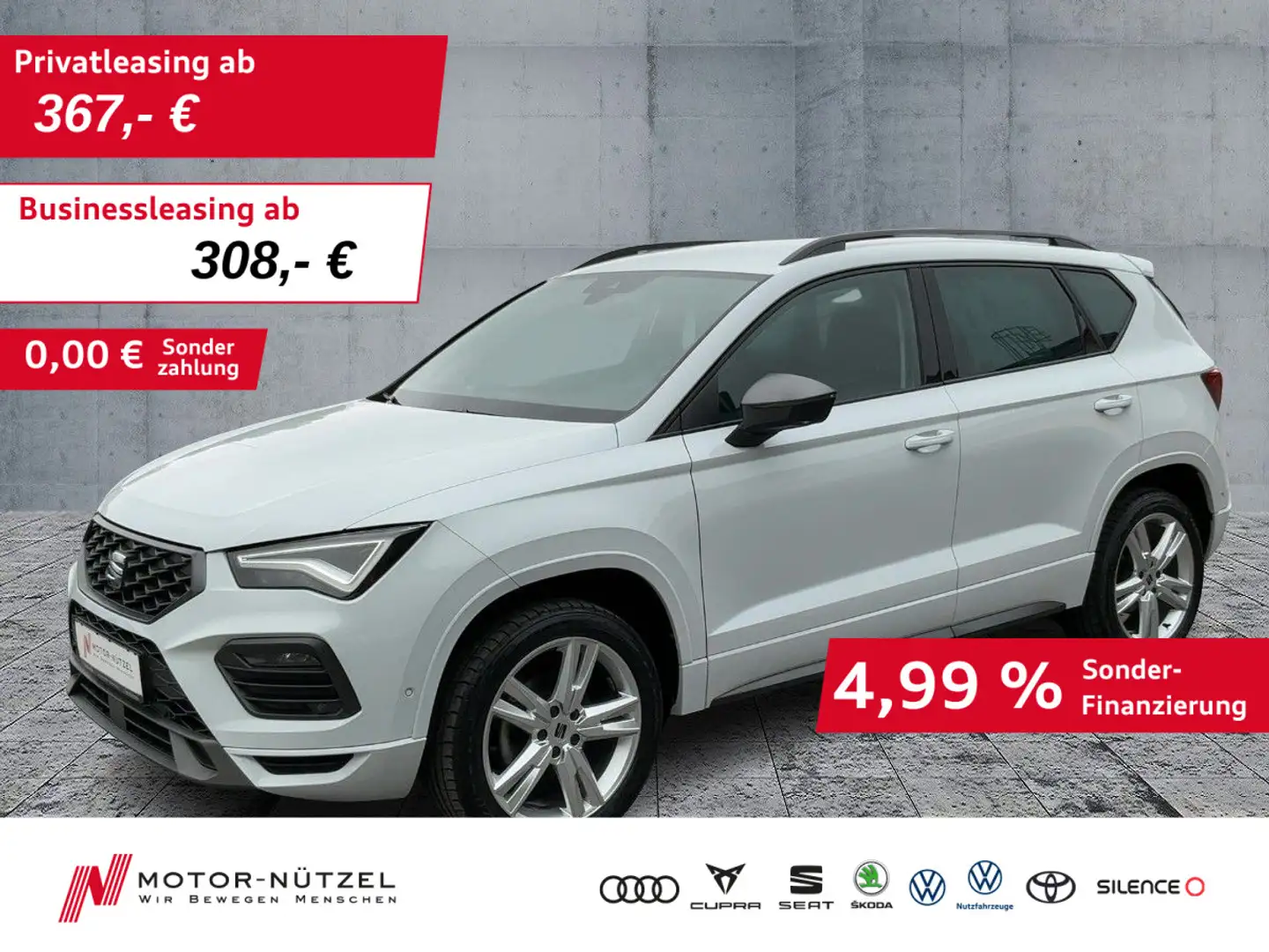 SEAT Ateca 1.5 TSI DSG FR LED+NAV+AHK+ACC+SHZ+RFK+PLA Weiß - 1
