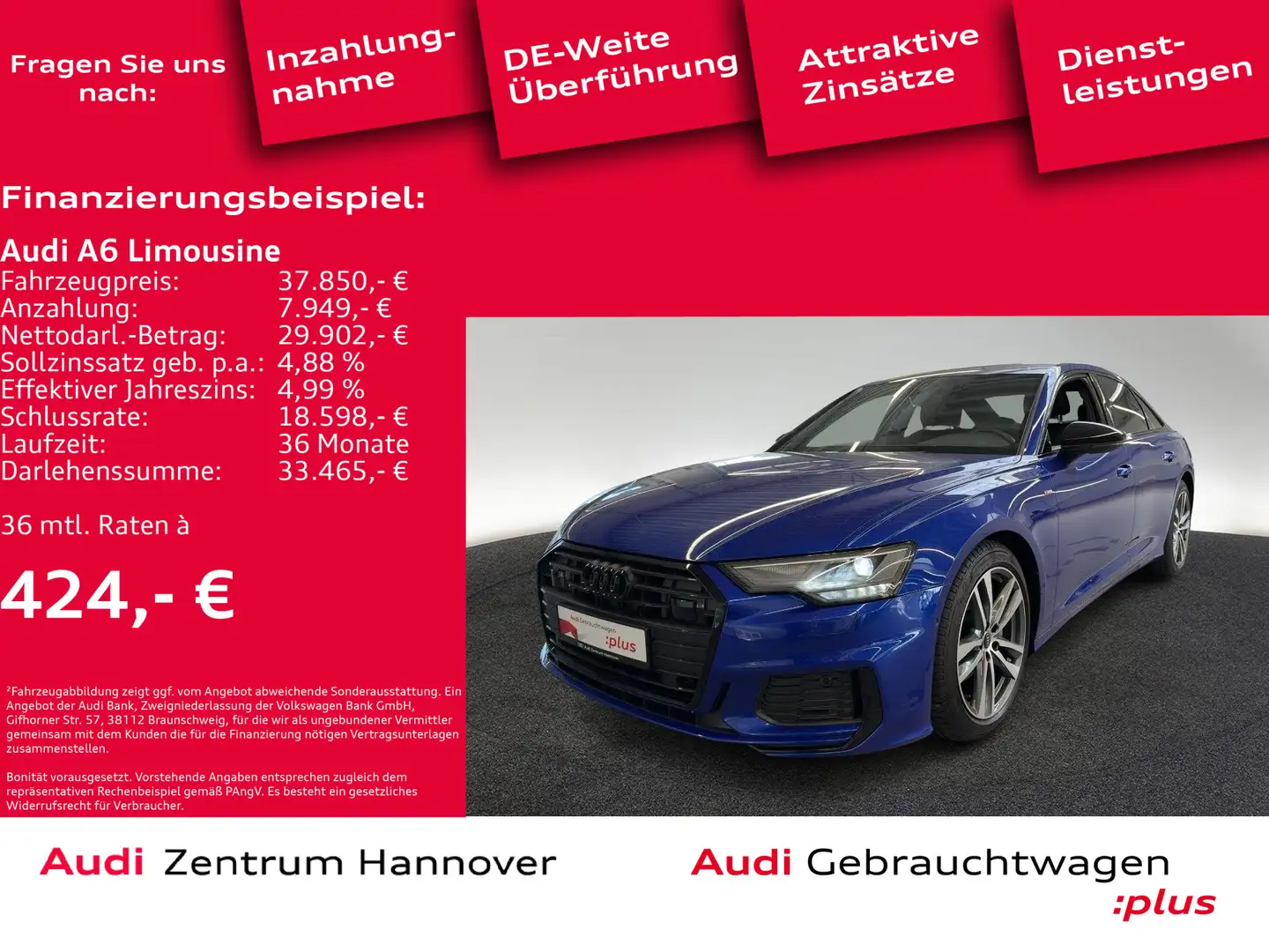 Audi A6 35 TDI S line ACC virtual Navi DAB Синій - 2