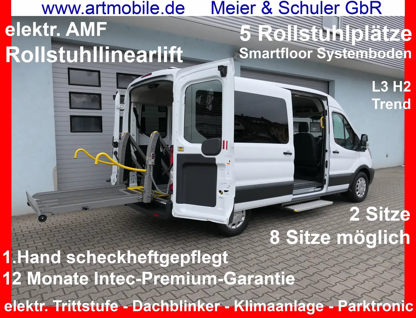 Ford Transit 350 L3/ 5 Rollstuhlplätze/ Smartfloor/ Garantie Wit - 1