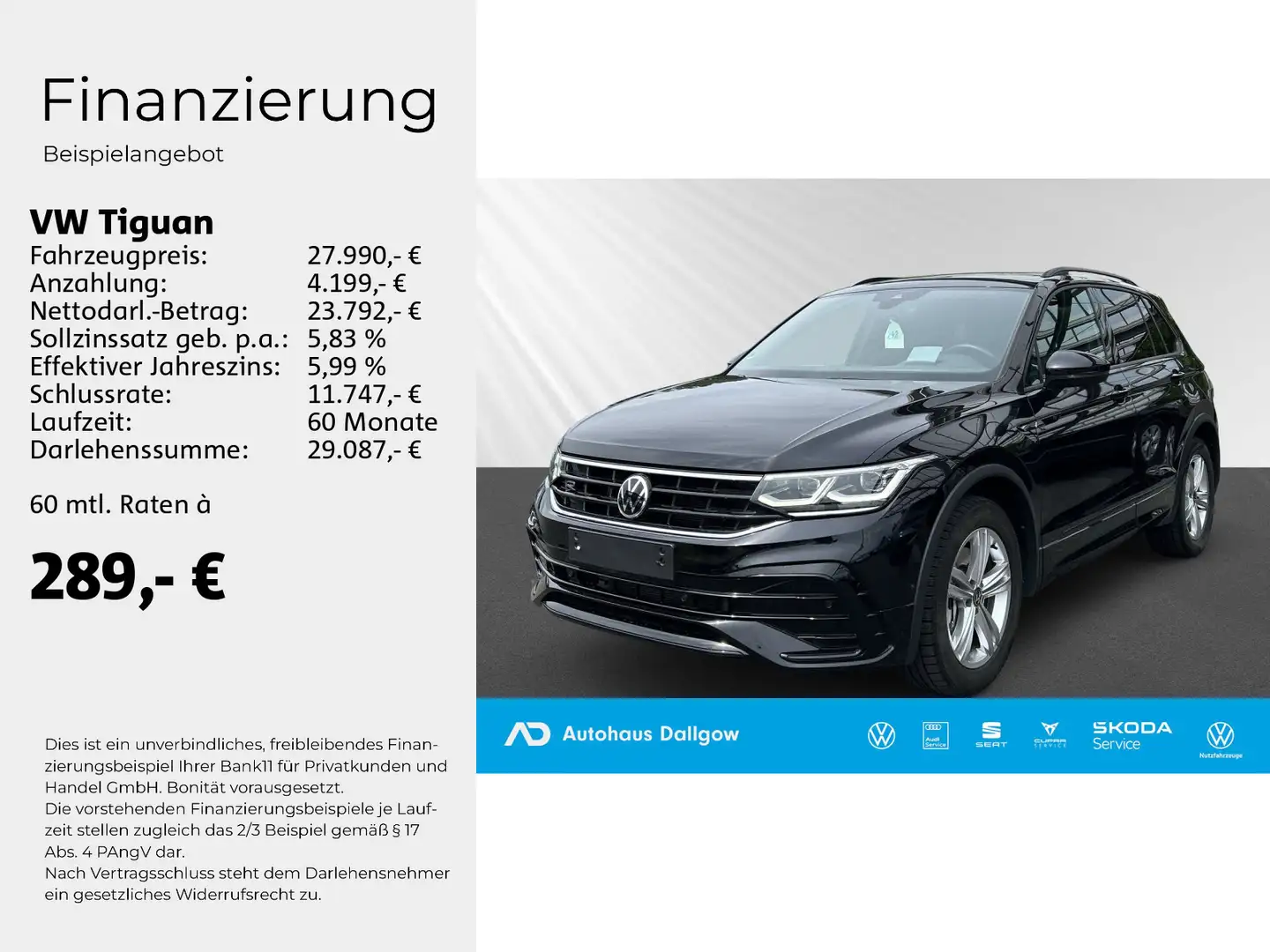 Volkswagen Tiguan R-Line 2,0 TDI 4MOTION  DSG+PDC+LED+Navi+ Schwarz - 2
