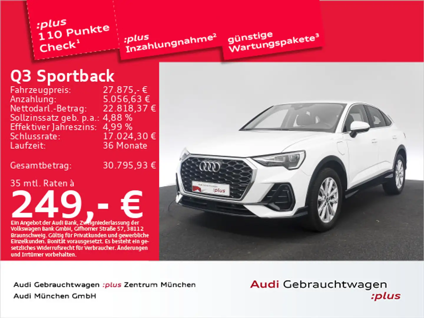 Audi Q3 45 TFSI e S tronic Virtual/Navi+ Weiß - 1