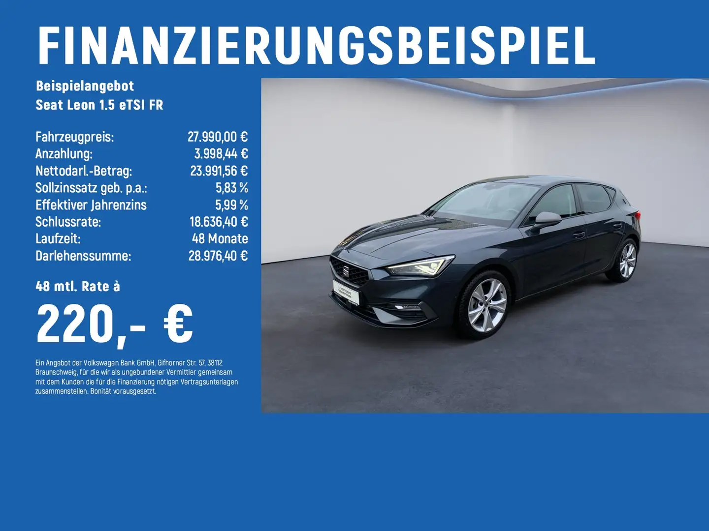 SEAT Leon 1.5 eTSI FR MATRIX+NAVI+ACC Grau - 2