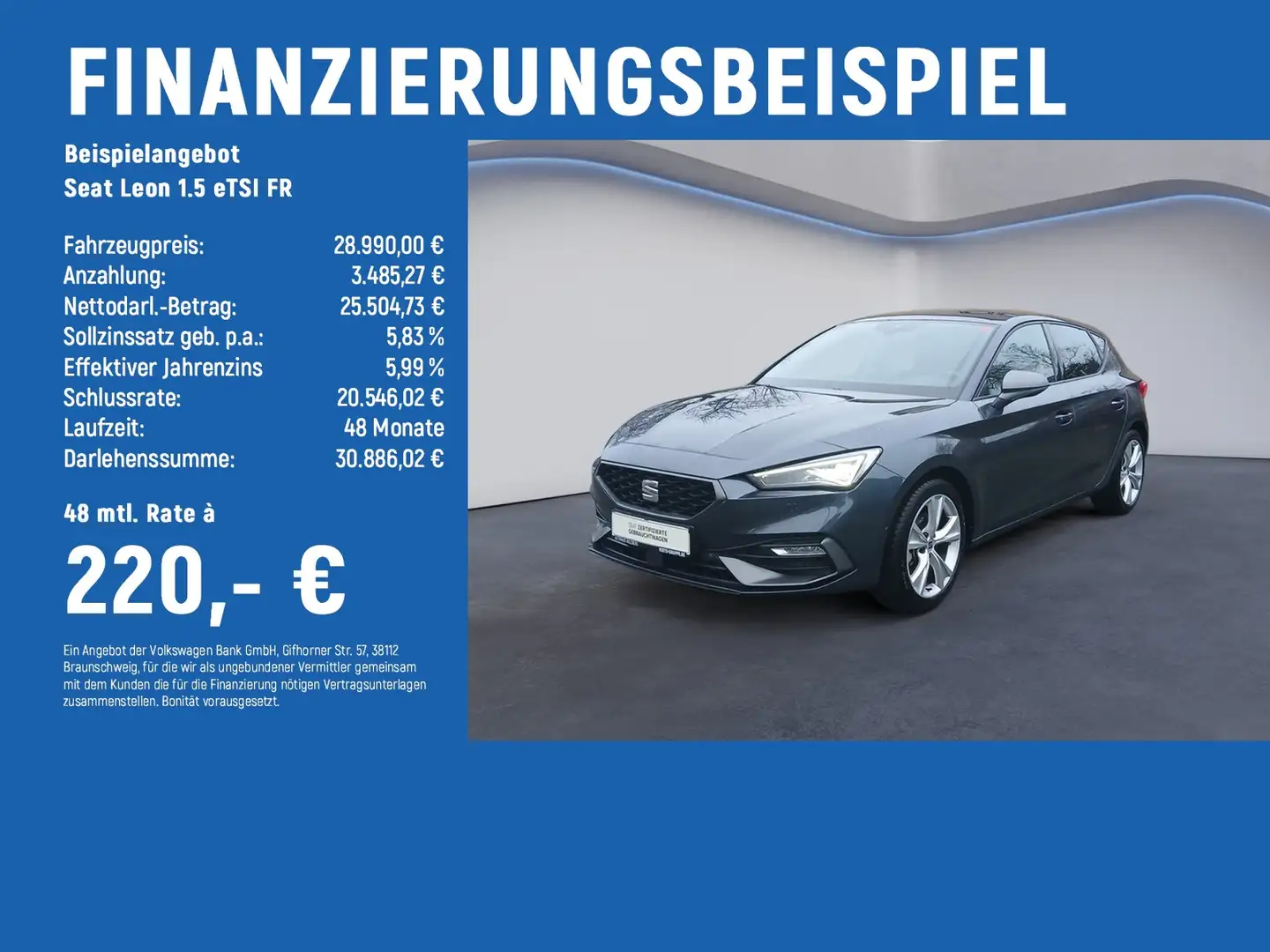 SEAT Leon 1.5 eTSI FR MATRIX+NAVI+ACC Grau - 2
