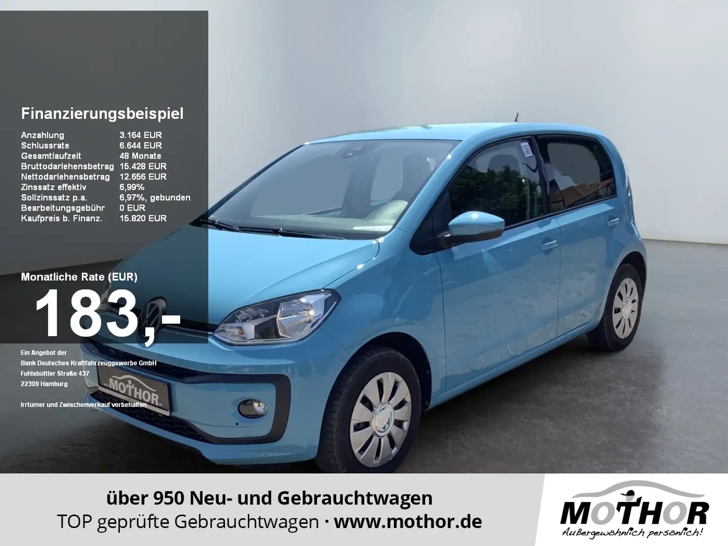 Volkswagen up! Basis 1.0 Winterpaket KAM PDC SHZ Klima Blau - 1