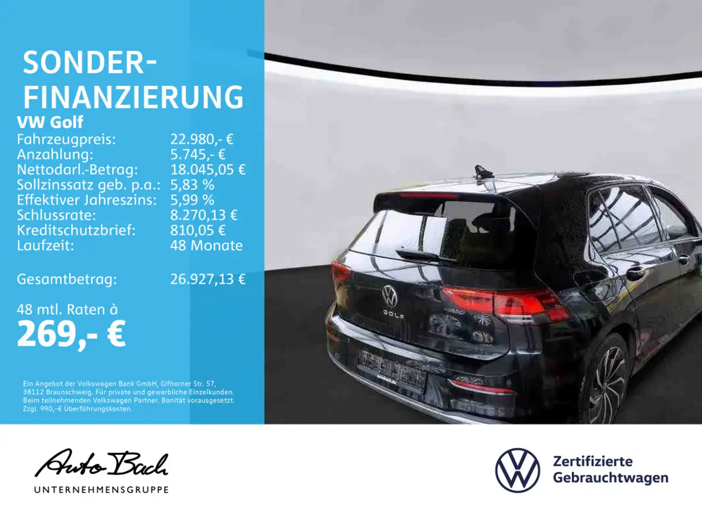 Volkswagen Golf VIII 2.0 TDI Active DSG Navi LED Digital Co Schwarz - 2