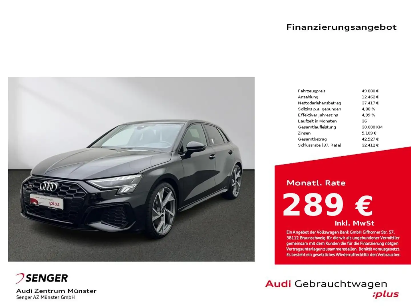 Audi S3 Sportback 2.0 TFSI quattro Pano B&O ACC Schwarz - 1