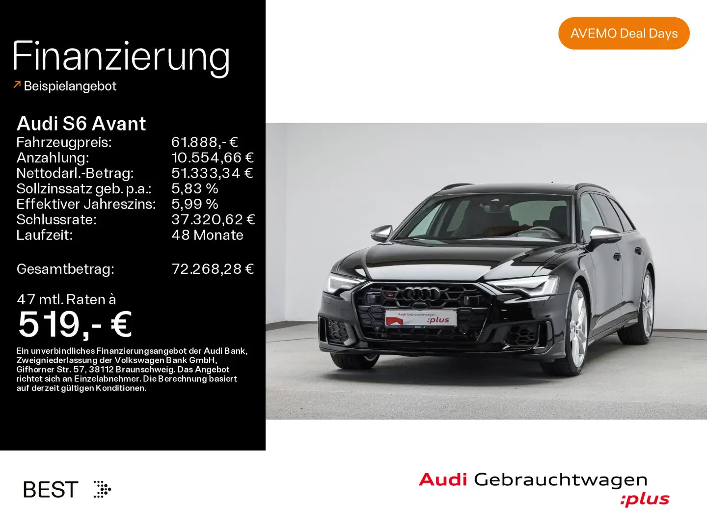 Audi S6 Optik Black*Pano*AHK*B&O*HUD* Schwarz - 1