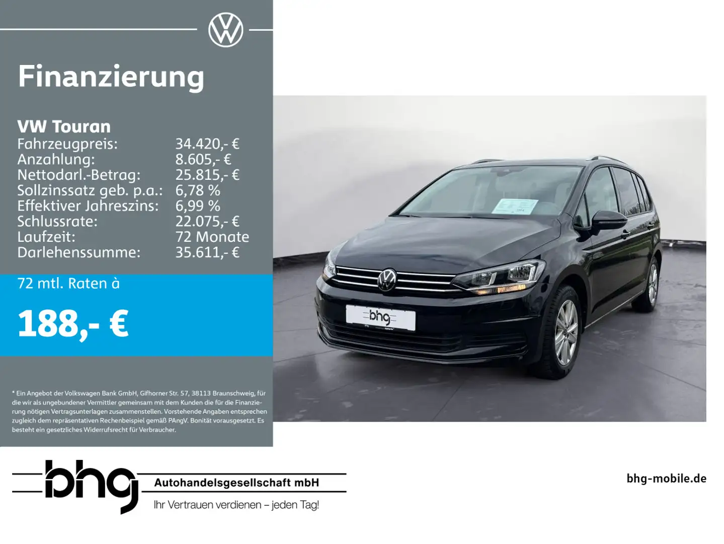 Volkswagen Touran 1.5 TSI DSG Comfortline KAMERA AHK ACC Schwarz - 1