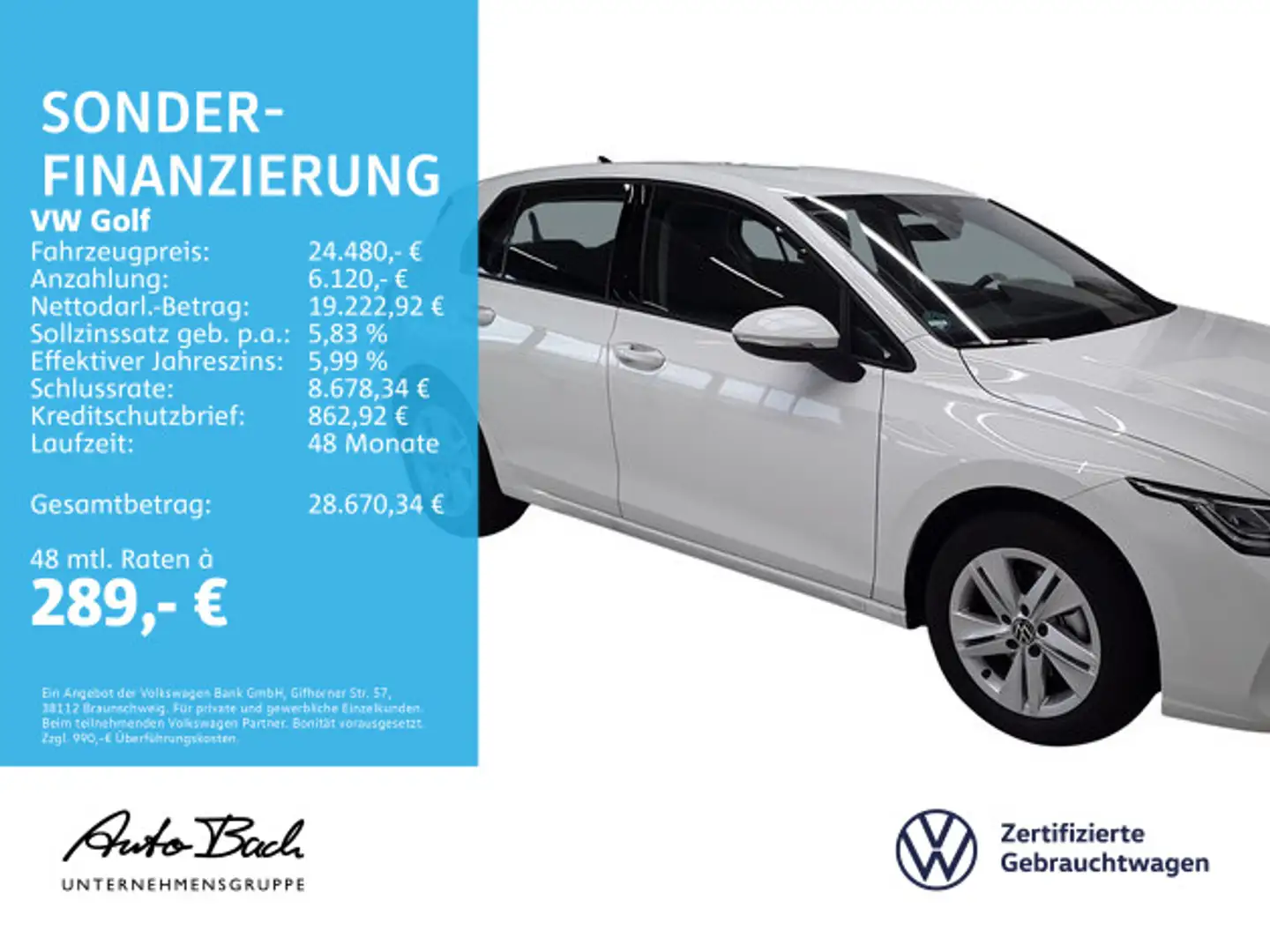 Volkswagen Golf VIII 1.5 TSI Life LED ACC CarPlay EPH DAB Weiß - 2