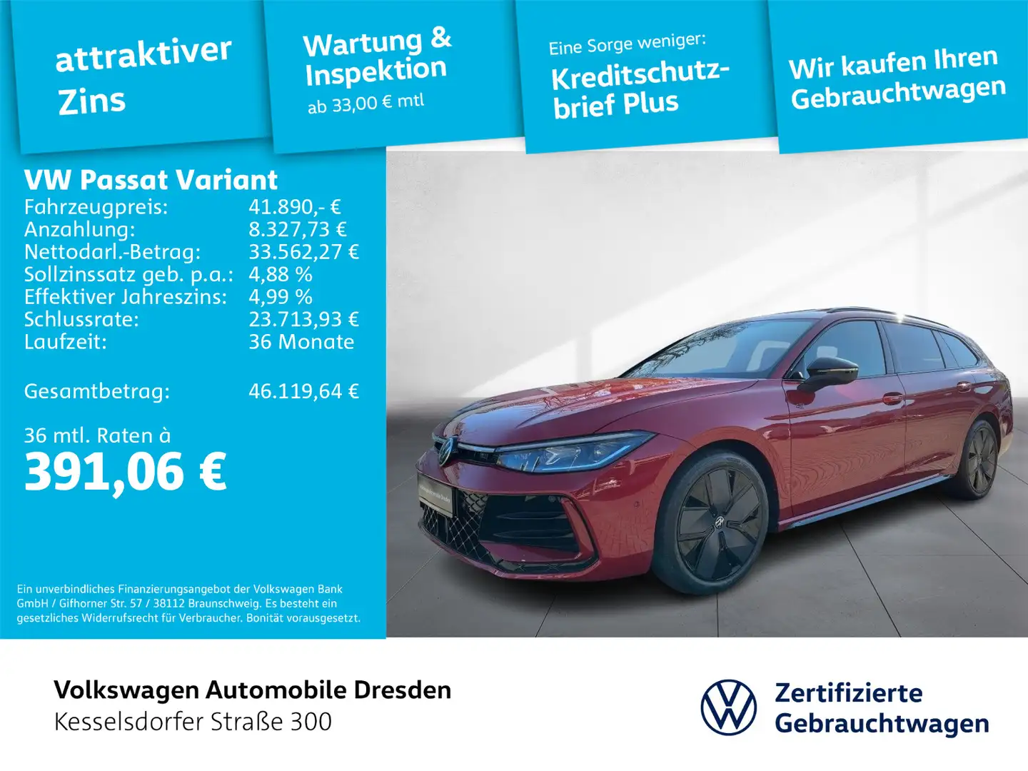 Volkswagen Passat Variant 2.0 TDI DSG R-Line AHZV Pano HUD Rot - 1