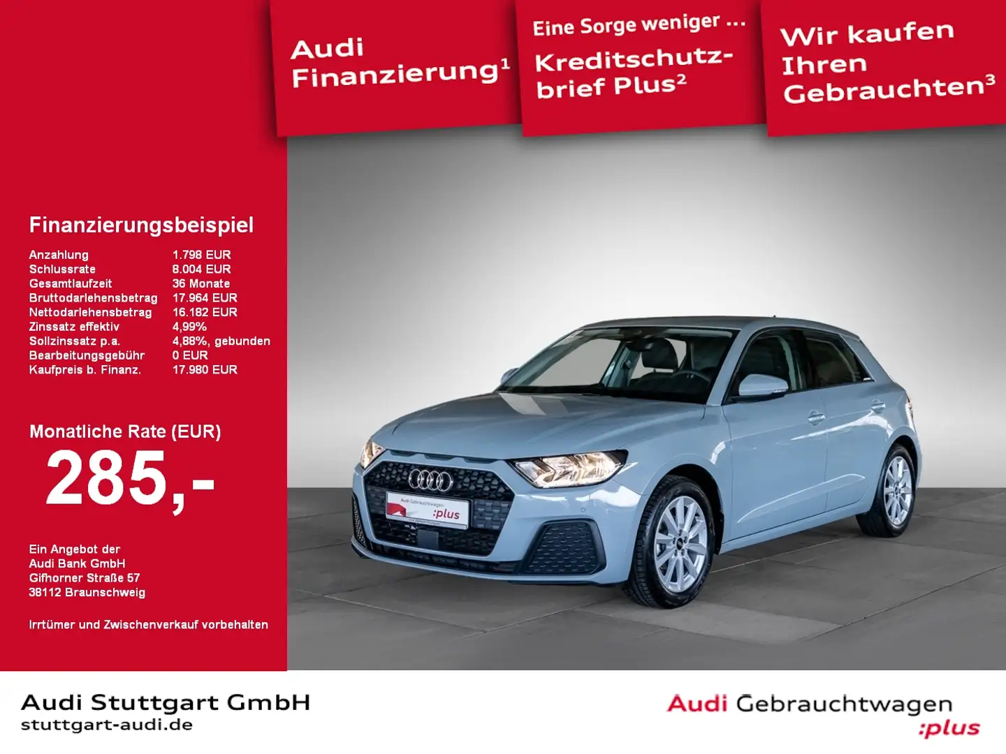 Audi A1 Sportback 25 TFSI virtCo connect SHZ PDCplus Gris - 1