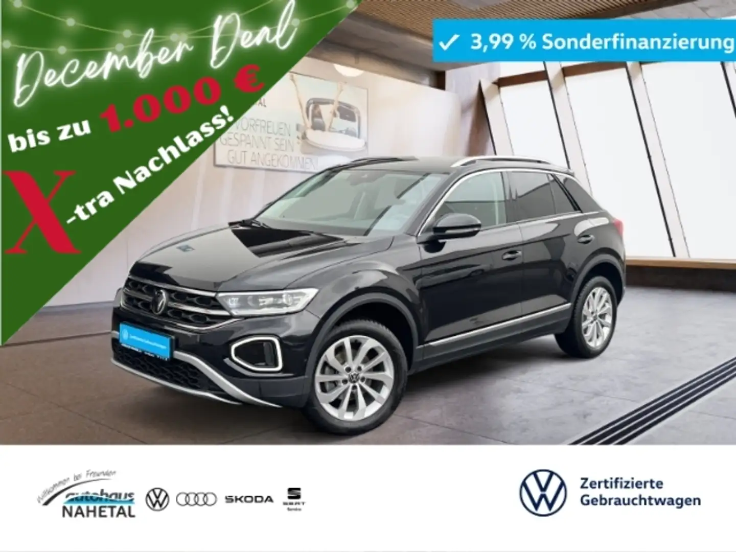 Volkswagen T-Roc 1.5TSI DSG Style LED+ NAVI AHK 17'' KLIMA ACC ERG Schwarz - 1