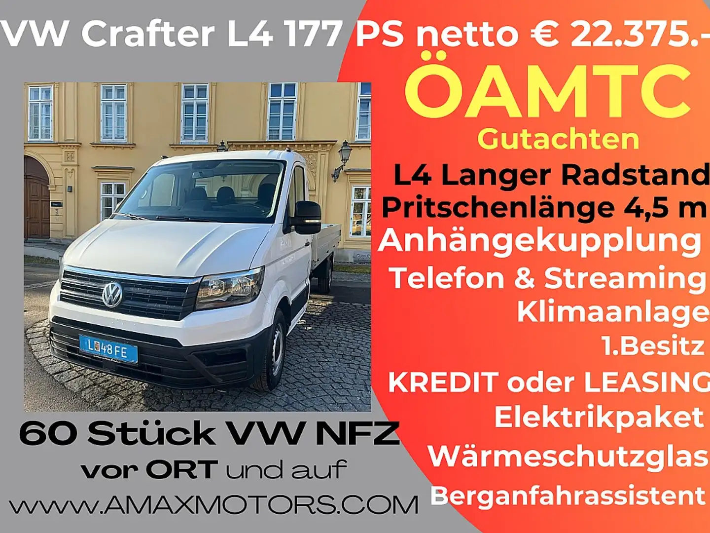 Volkswagen Crafter 35 Pritsche L4 Ntto € 20.750 Berganfahr... Blanc - 1