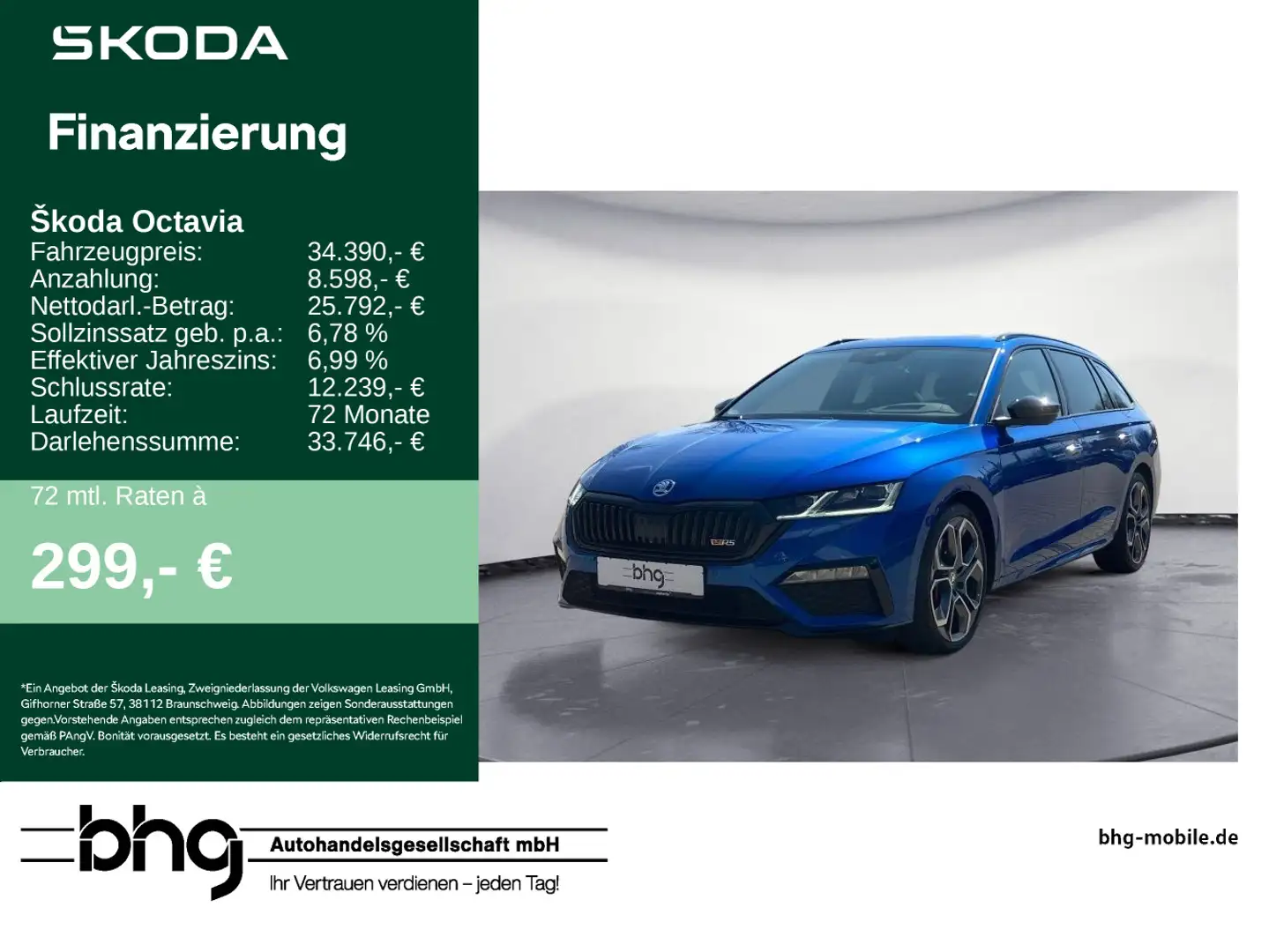 Skoda Octavia Combi RSplus 2.0 TSI DSG AHK PanoDach CA Blau - 1