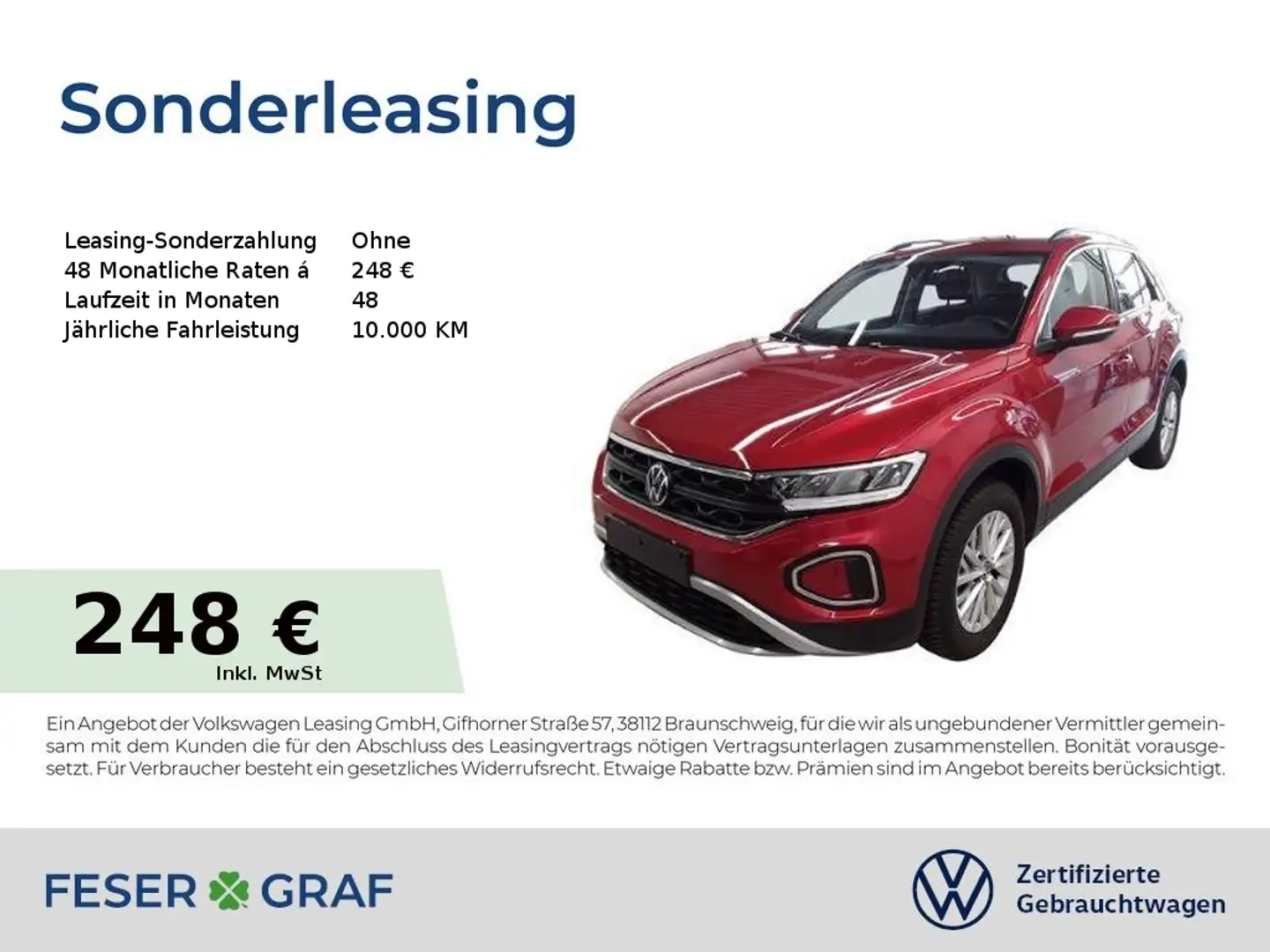 Volkswagen T-Roc Life 1.0 TSI Navi LED SiHz DigiCockpit Rot - 1