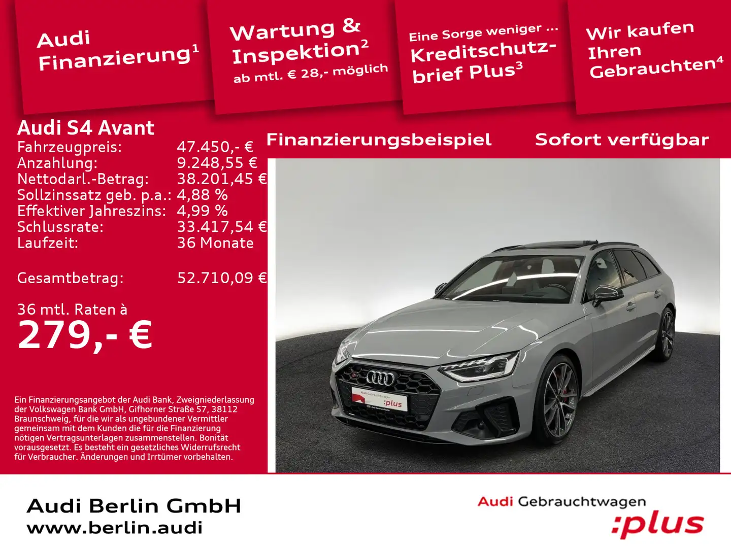 Audi S4 TDI tiptr. PDC MATRIX RFK NAVI HUD PANO Gris - 1