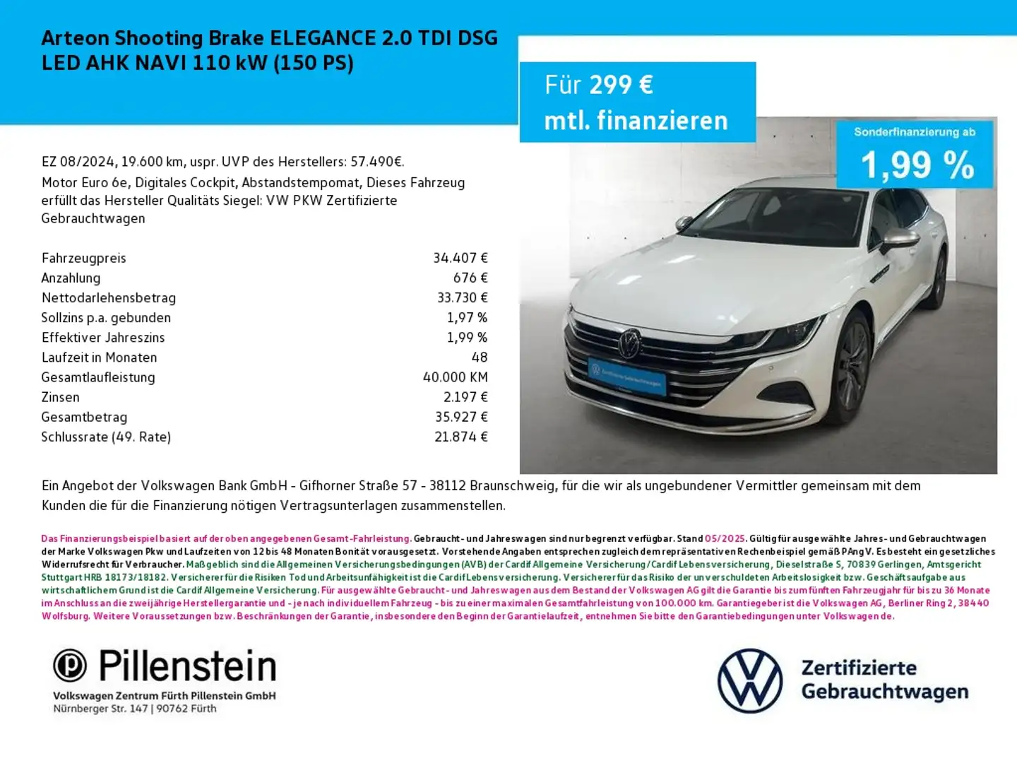 Volkswagen Arteon Shooting Brake ELEGANCE 2.0 TDI DSG LED AHK NAVI Weiß - 1