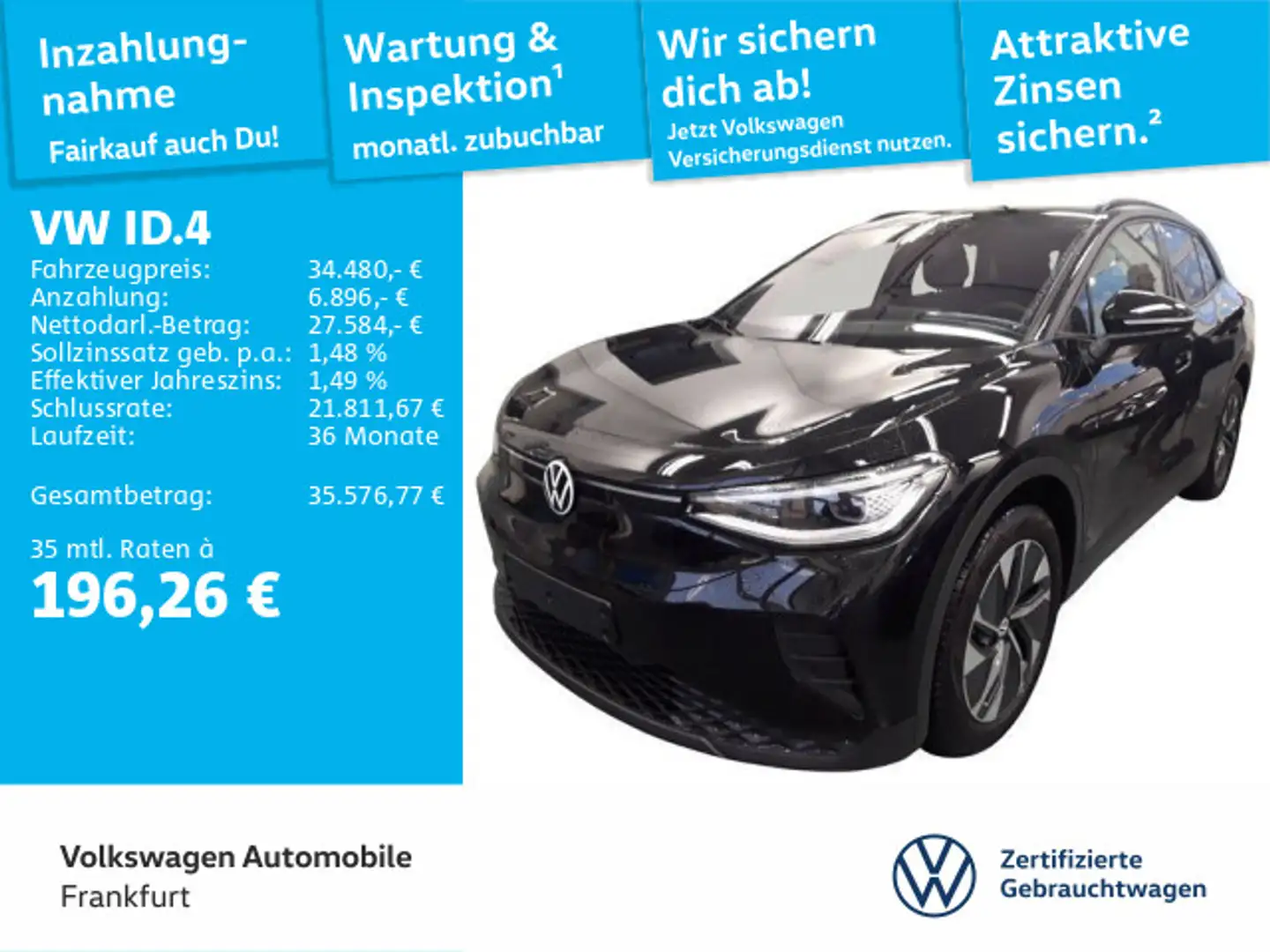 Volkswagen ID.4 Pure Navi IQ.Light DAB+ FrontAssist Schwarz - 1