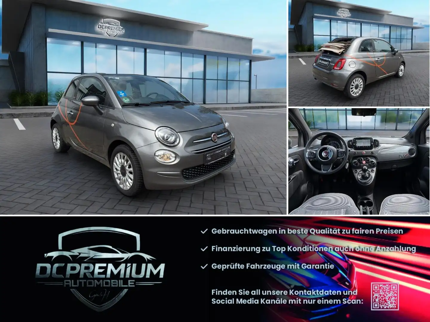 Fiat 500 1.0Hybrid Cabrio,Navi,PDC Grau - 1