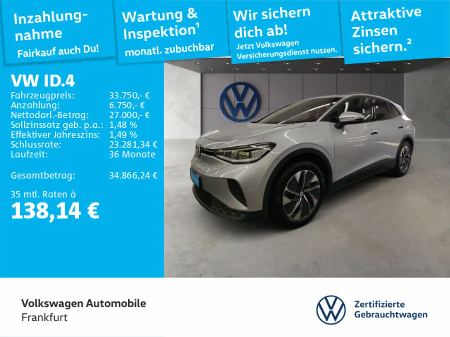 Volkswagen ID.4 Pure Performance mit Infotainment-Paket Nav Silber - 1