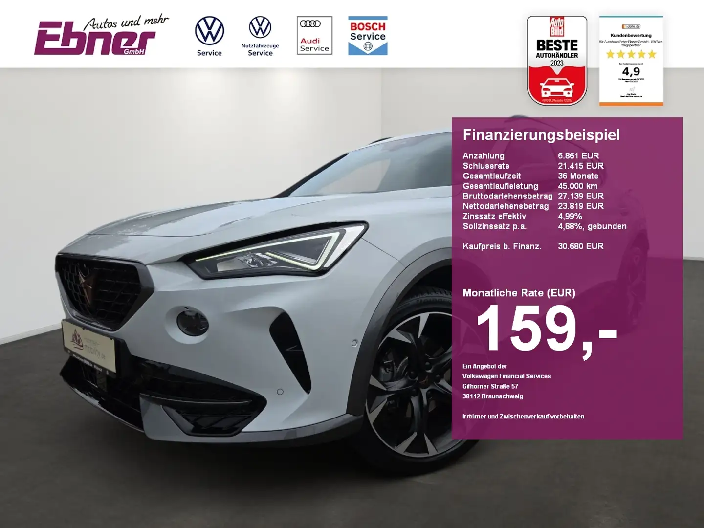 CUPRA Formentor 4DRIVE TDI DSG ACC+BEATS+KAMERA+KEYLESS+NAVI+APP+1 Weiß - 1