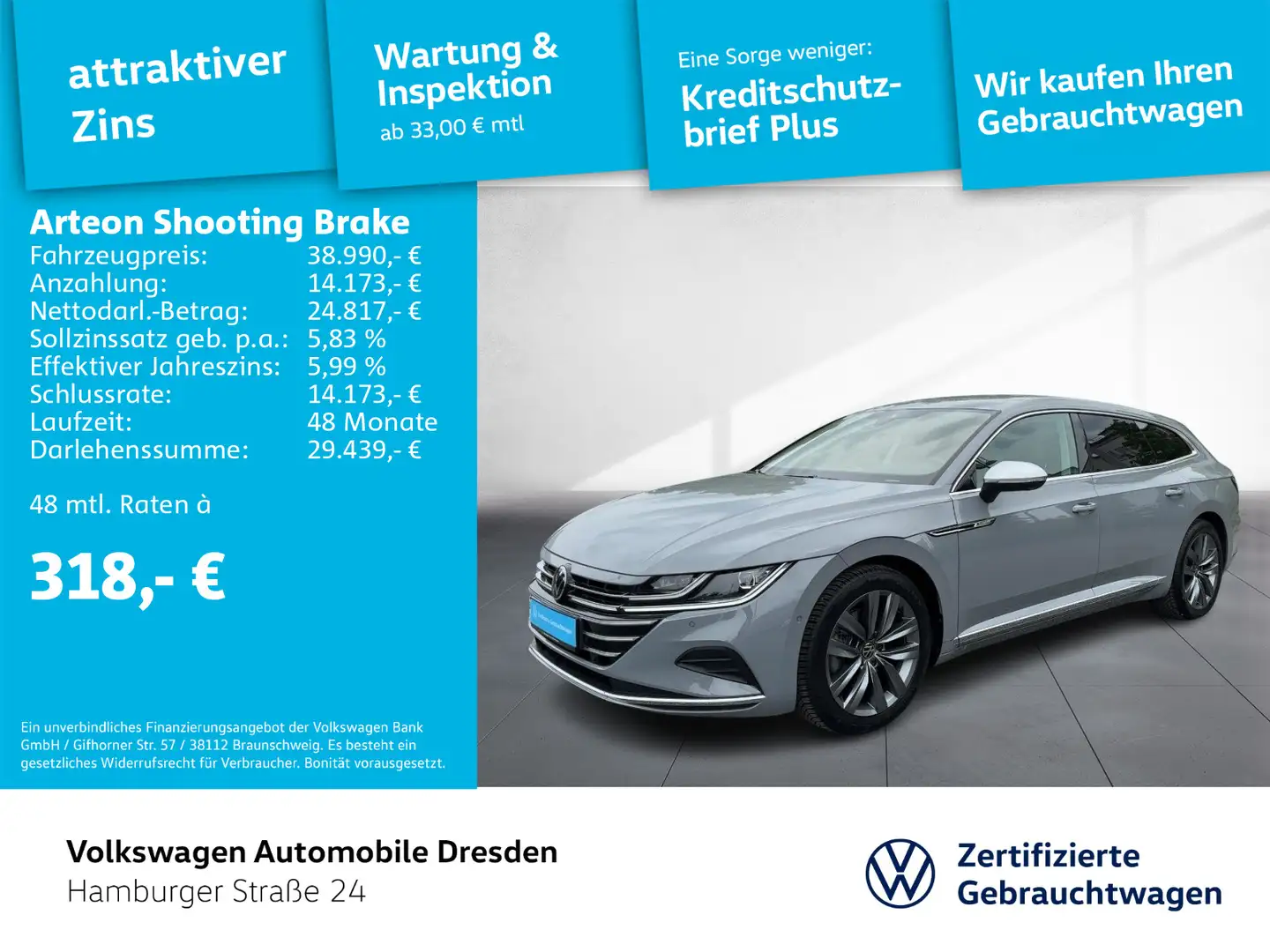 Volkswagen Arteon Elegance 2.0 TSI DSG LEDER Grau - 1