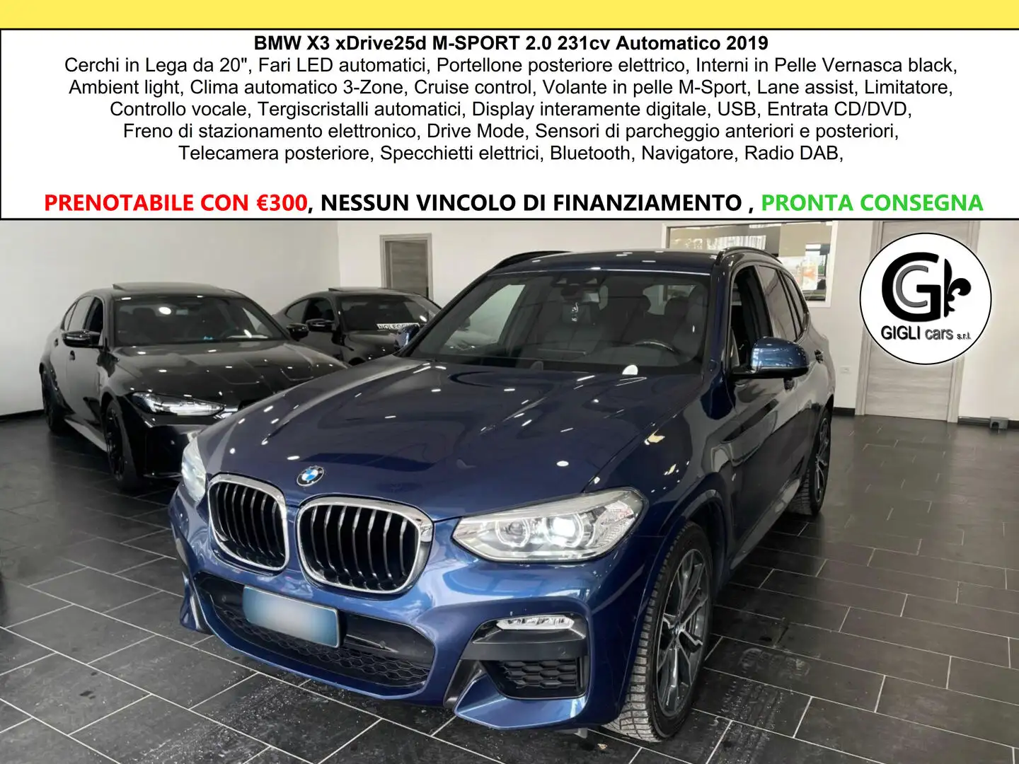 BMW X3 XDrive 25d M-Sport C.20" Led msport Camera Pelle Blu/Azzurro - 1