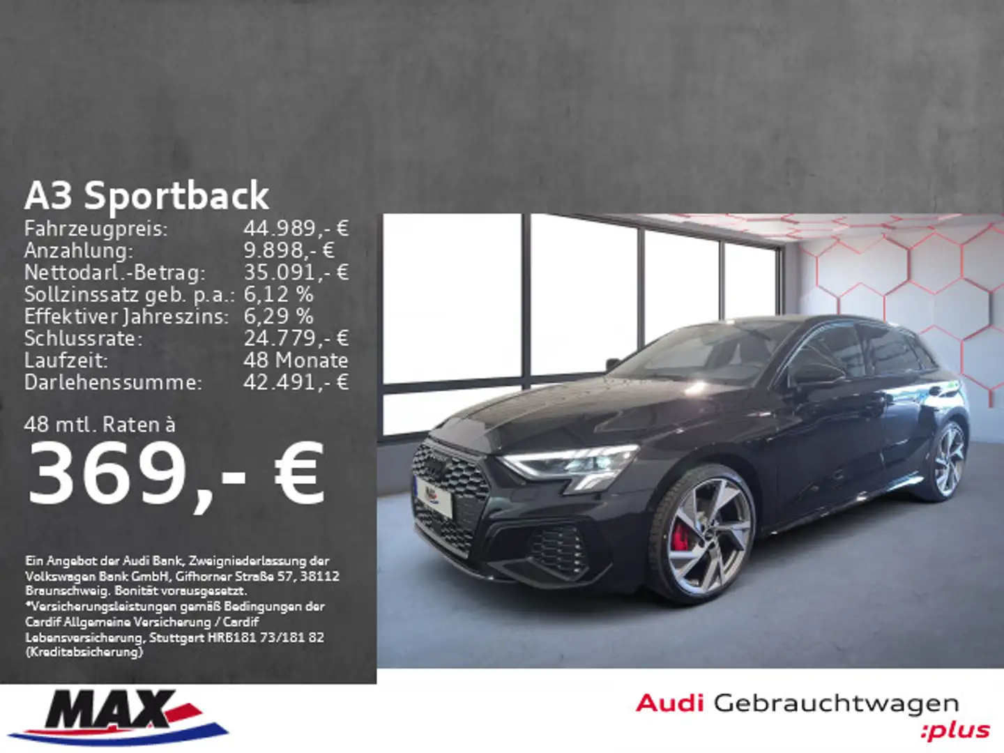 Audi A3 35 TDI S LINE LED+NAVI+PANO+B&O+VCP Schwarz - 1