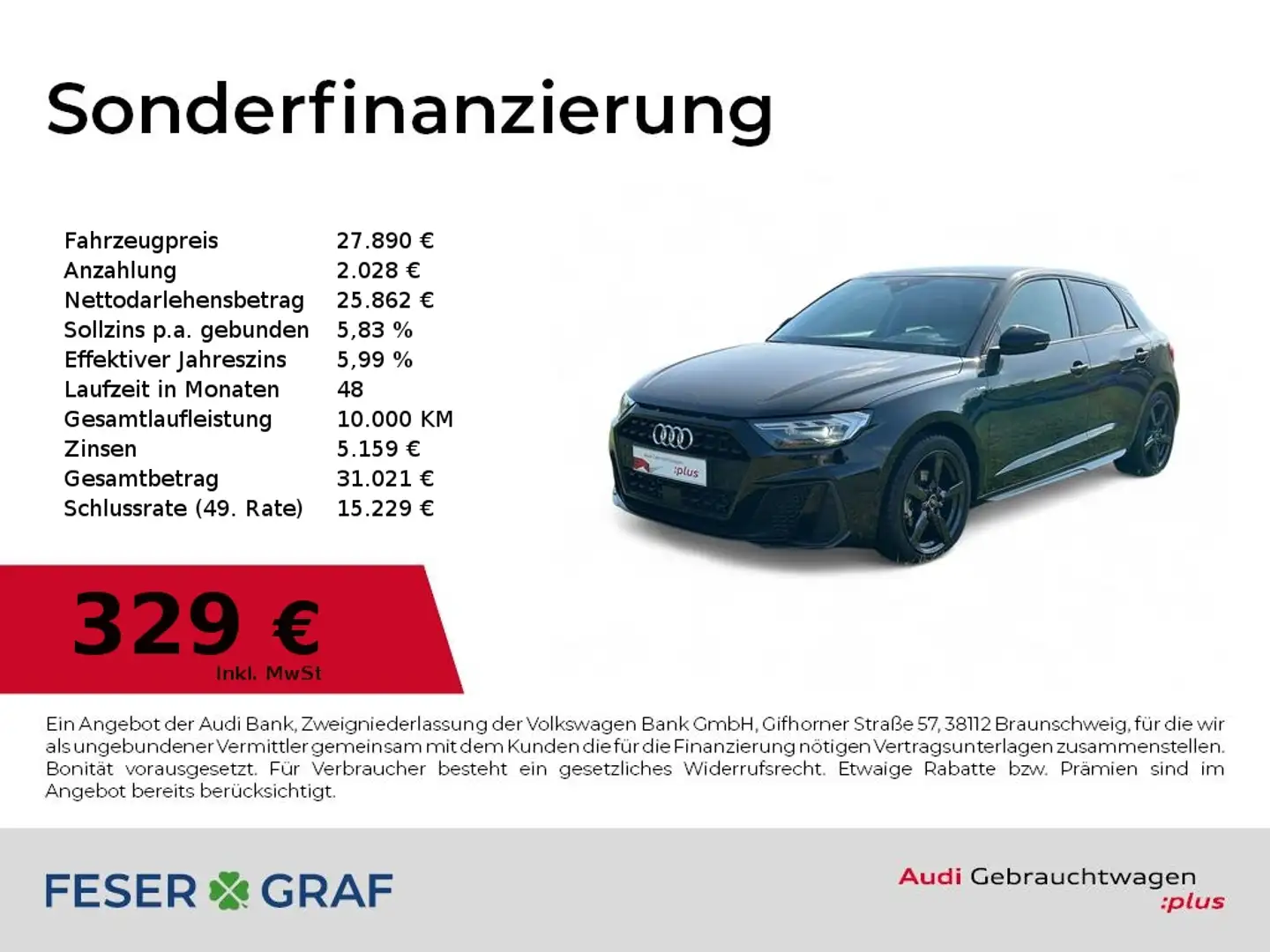 Audi A1 Sportback S line 30TFSI S tronic LED+/SHZ/VC/CarPl Schwarz - 1