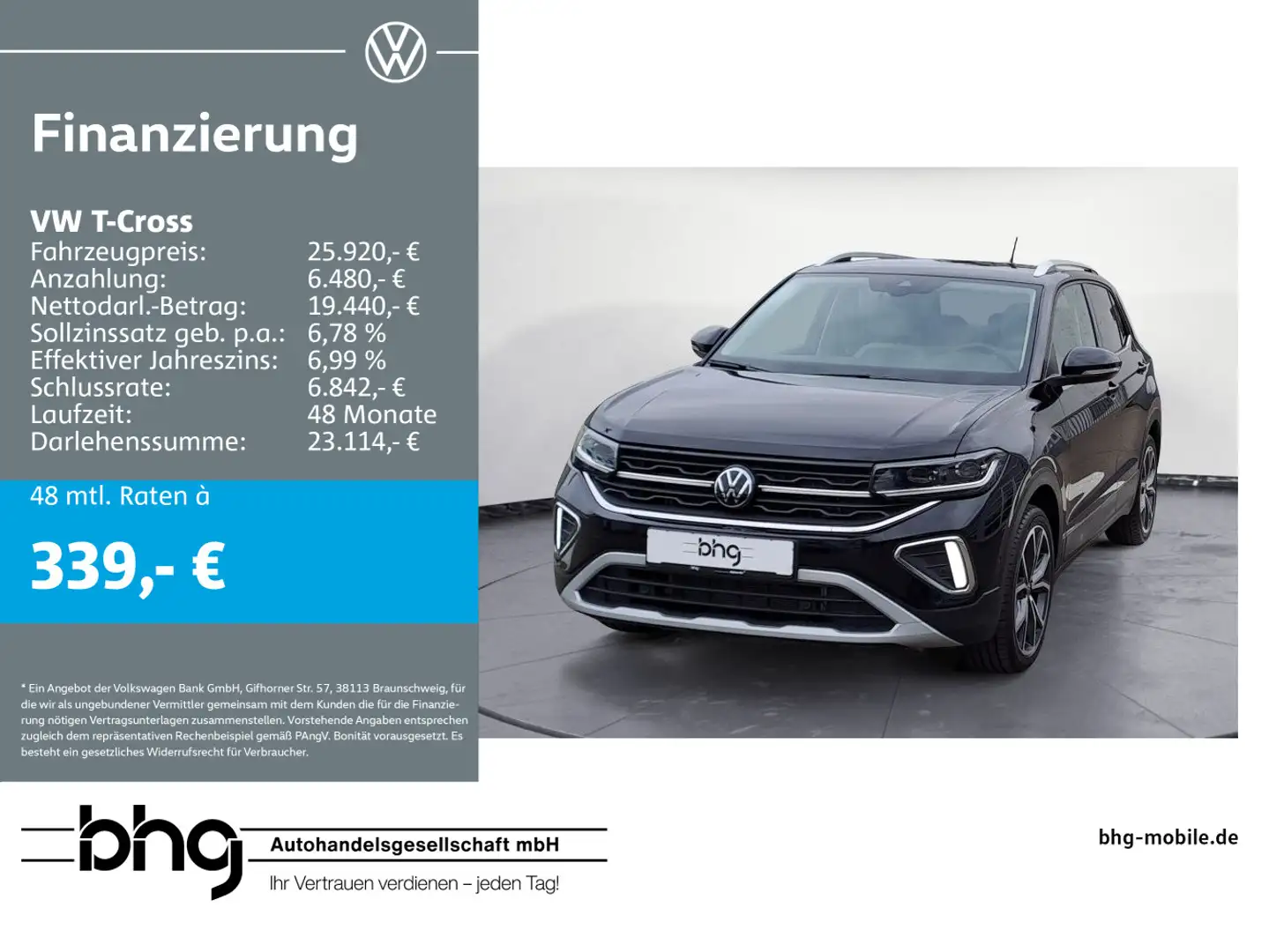 Volkswagen T-Cross 1.0 l TSI DSG Style Design Navi connect Noir - 1