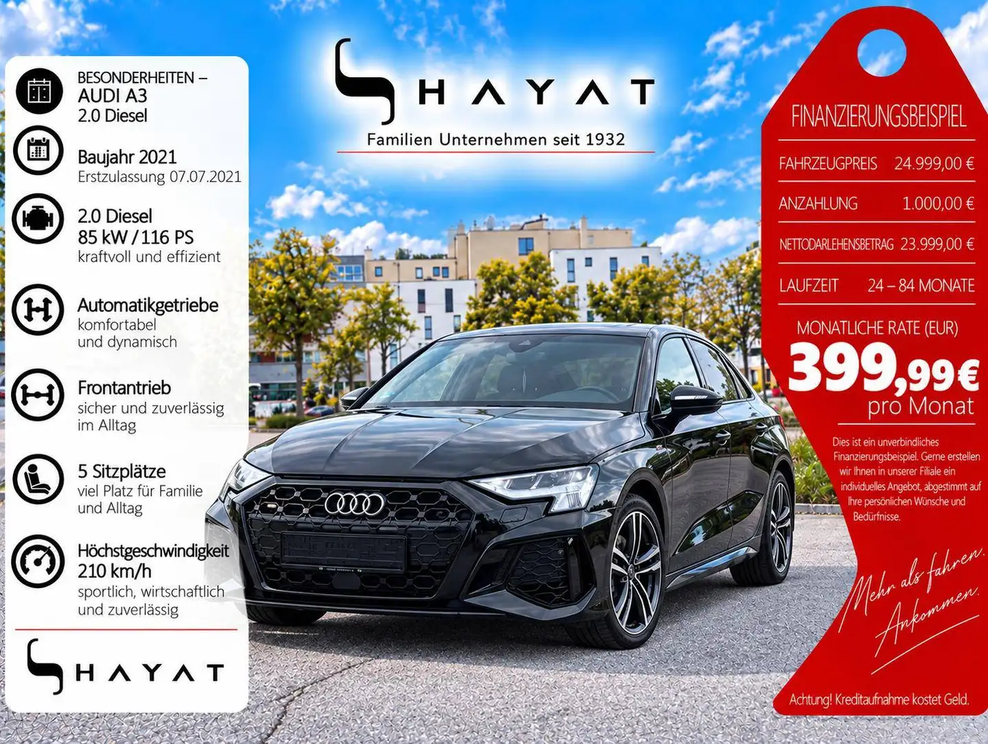 Audi A3 30 TDI advanced Schwarz - 1