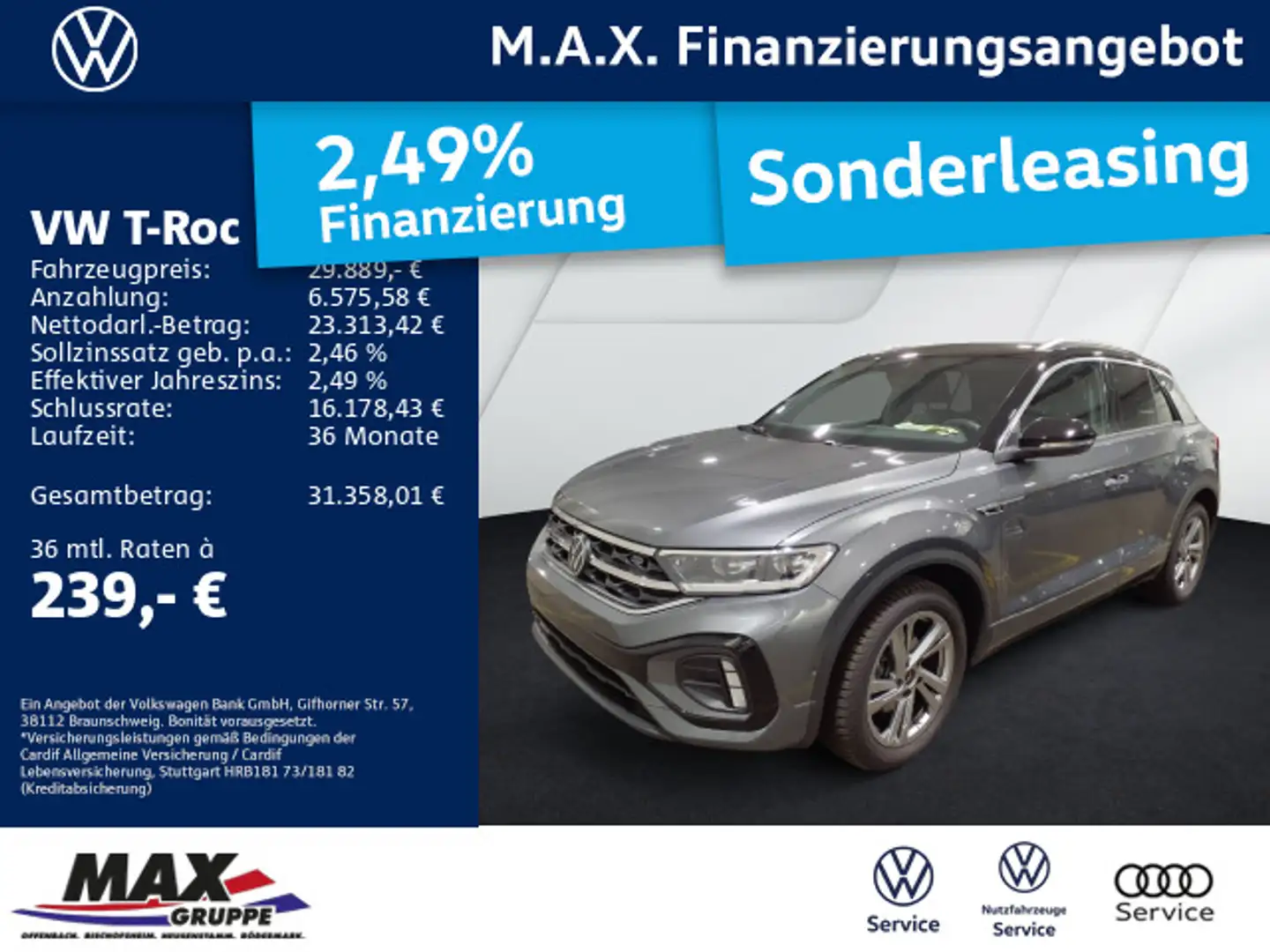 Volkswagen T-Roc 1.5 TSI DSG R LINE AHK+LED+ACC+NAVI+KAMERA Gris - 1