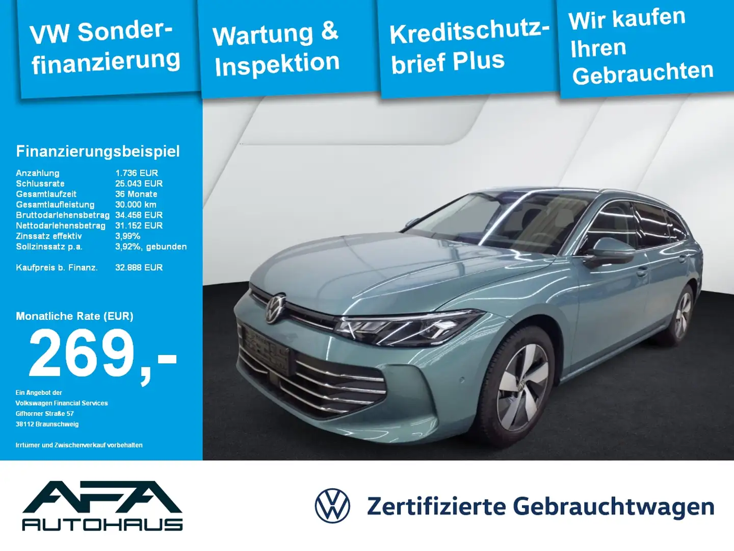 Volkswagen Passat Var. 1.5 eTSI Business DSG AHK*NAV*LED*RFK Grün - 1